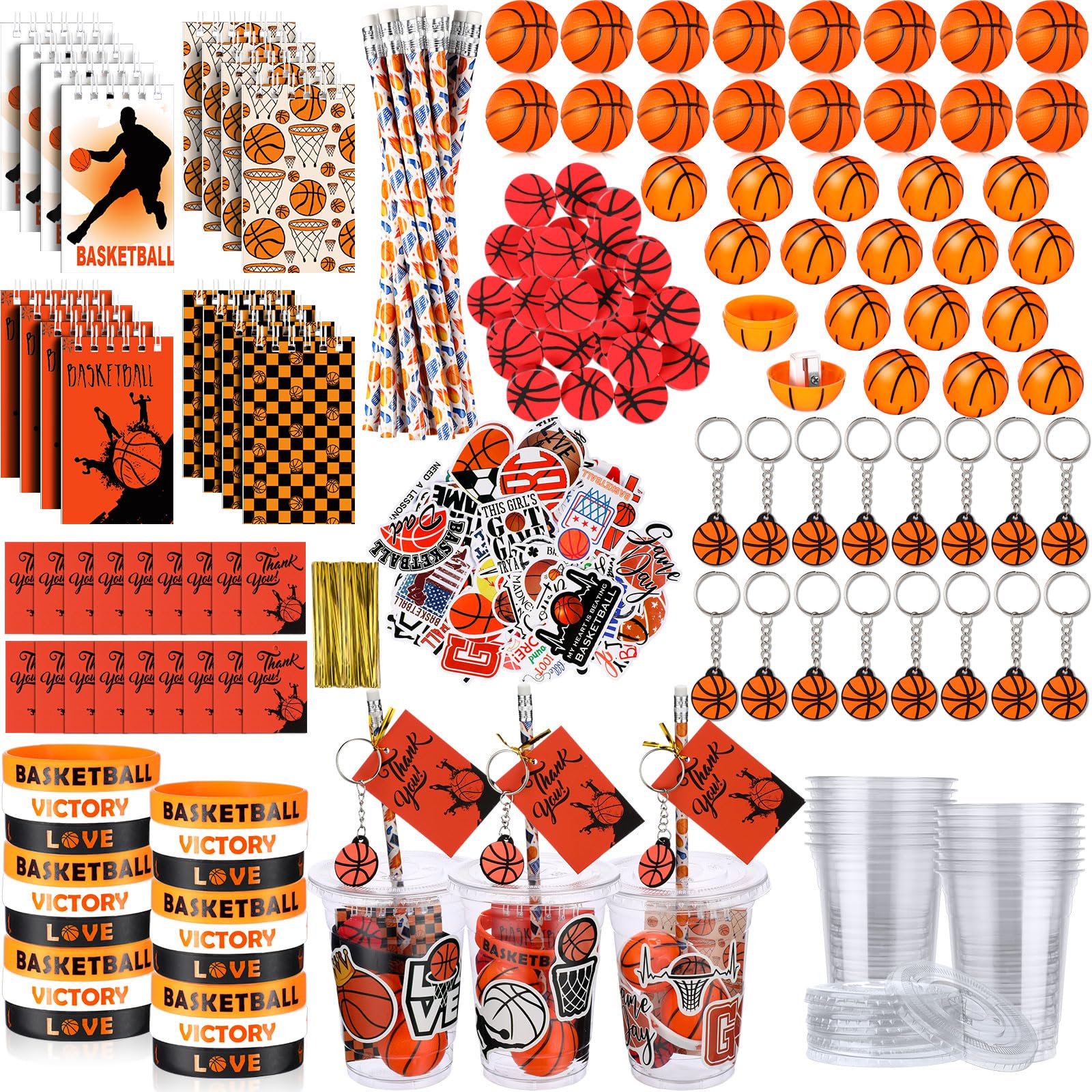 Colarr 321 Pcs Basketball Birthday Gifts Party Favors Sports Team Gift Cups Pencils Mini Book Keychains Wristbands Stickers Than