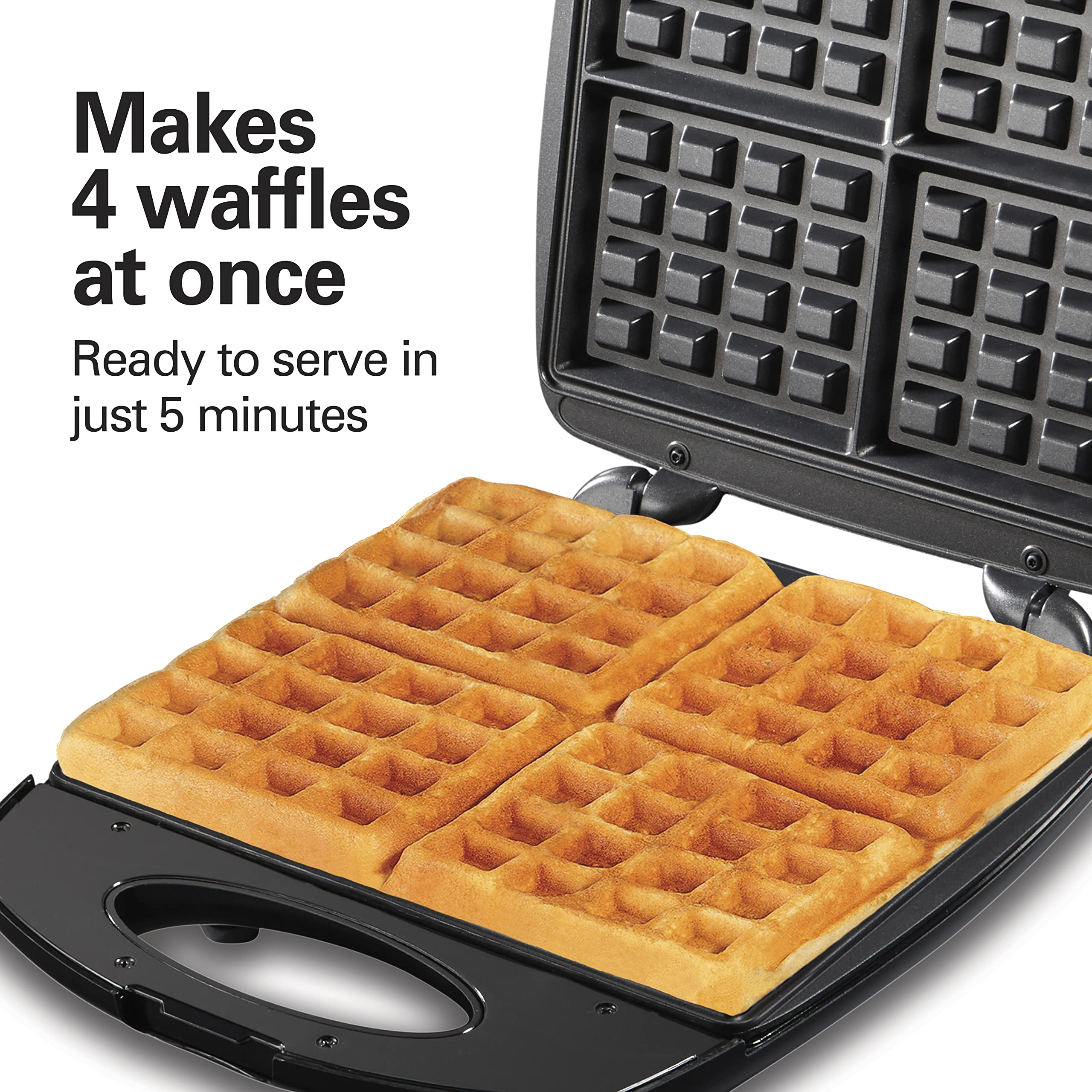 Hamilton Beach Non-Stick Belgian Waffle Maker With Indicator Lights, Makes 4 4 X 5 Mini Waffles, Hashbrowns Or Keto Chaffles