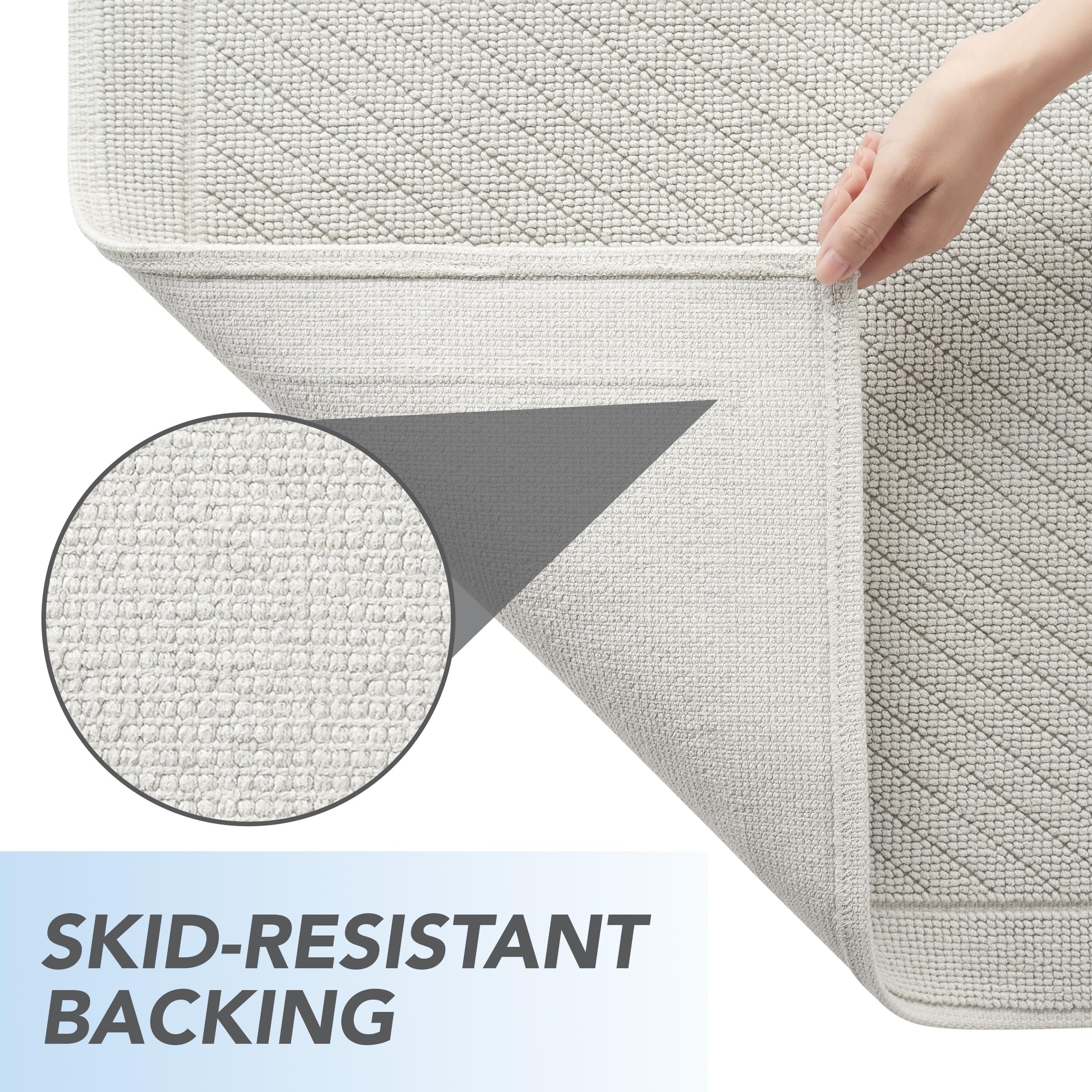 Arkwright 100% Cotton Bathroom Rug - High Absorbent Stylish Textured Woven Design Bath Mat, Slip Resistant Backing For Shower An