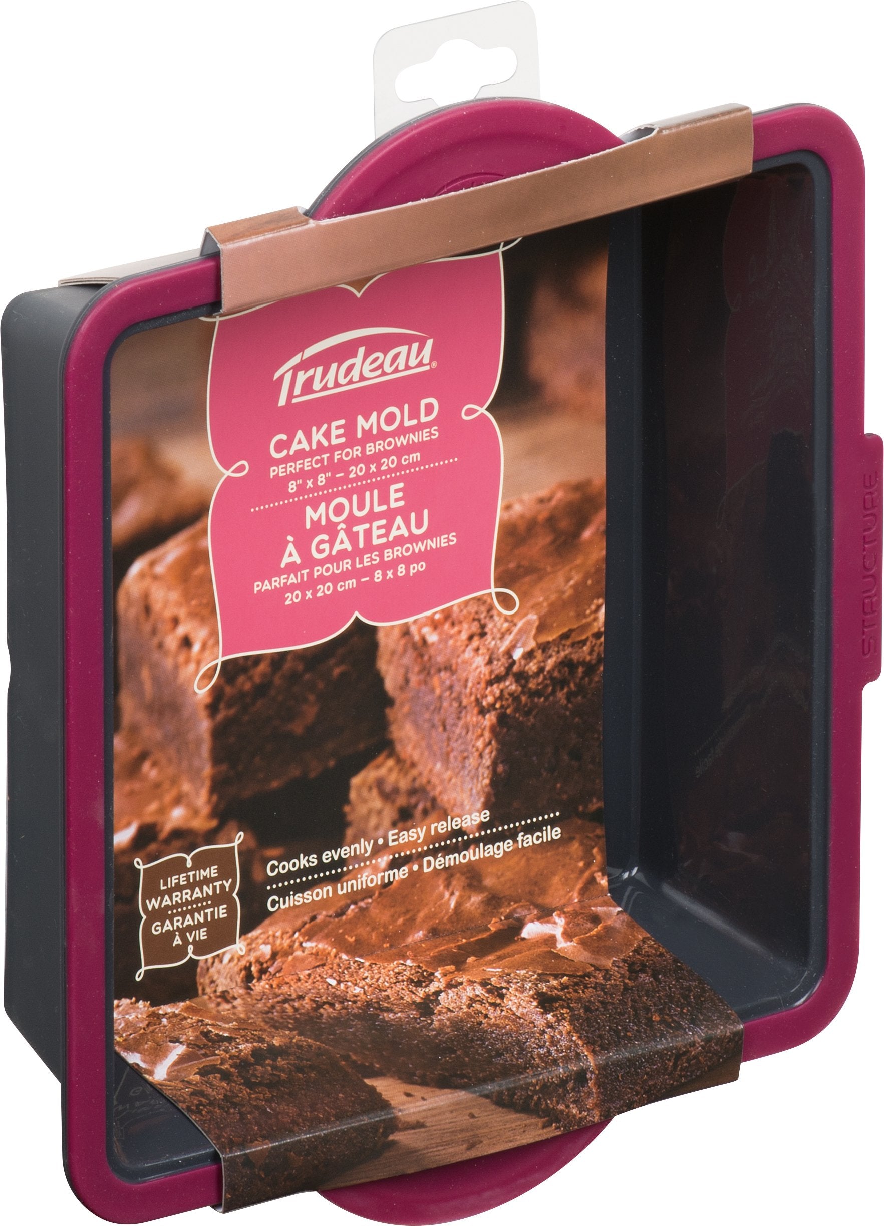Trudeau Structure Square Novelty Cake Pans In Silicone, Grey/Pink