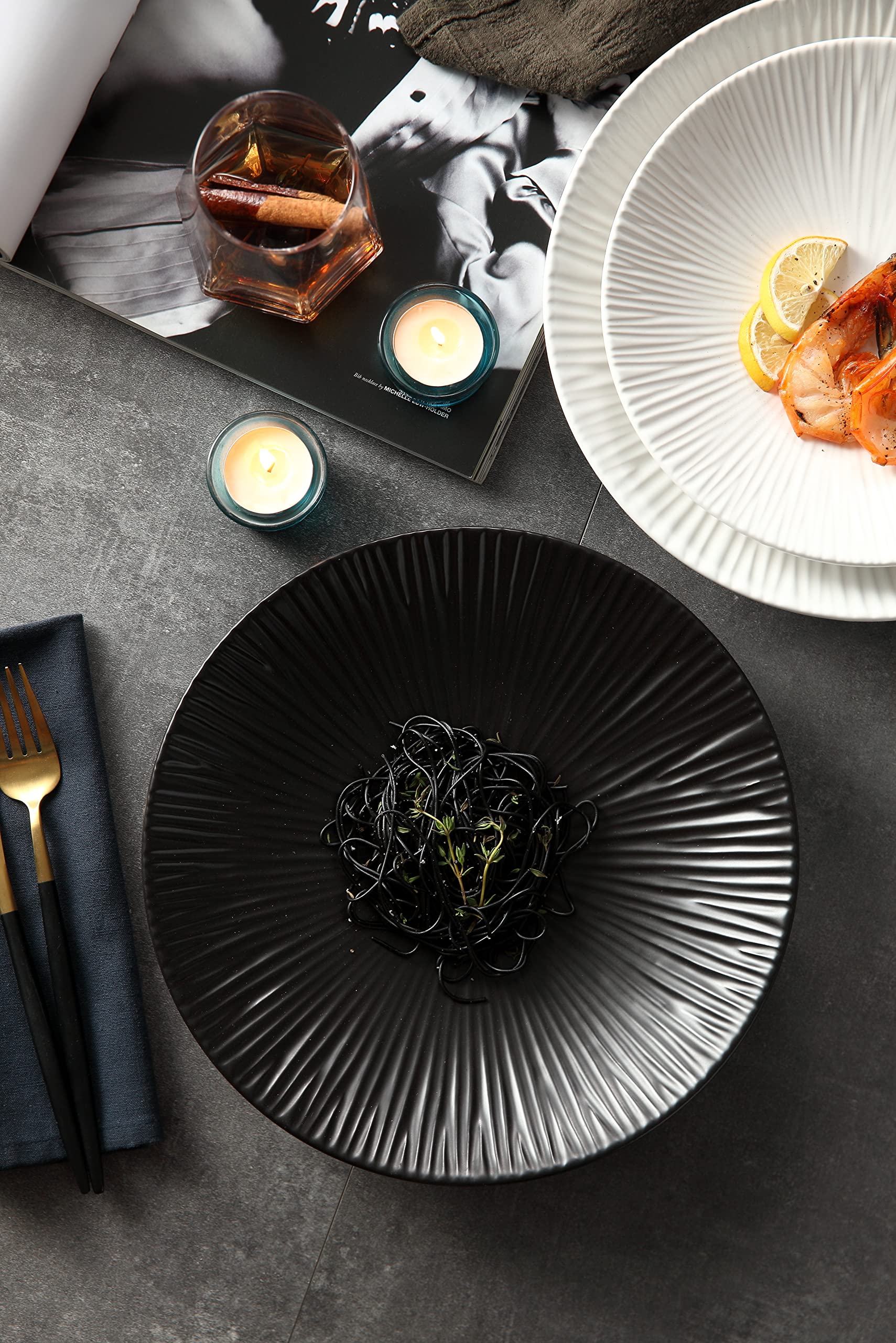 Jusalpha Set Of 4-Japanese Style Porcelain Dinner Plates, Versatile Circular Serving Plates For Breakfast, Salad, Steak Dinner,