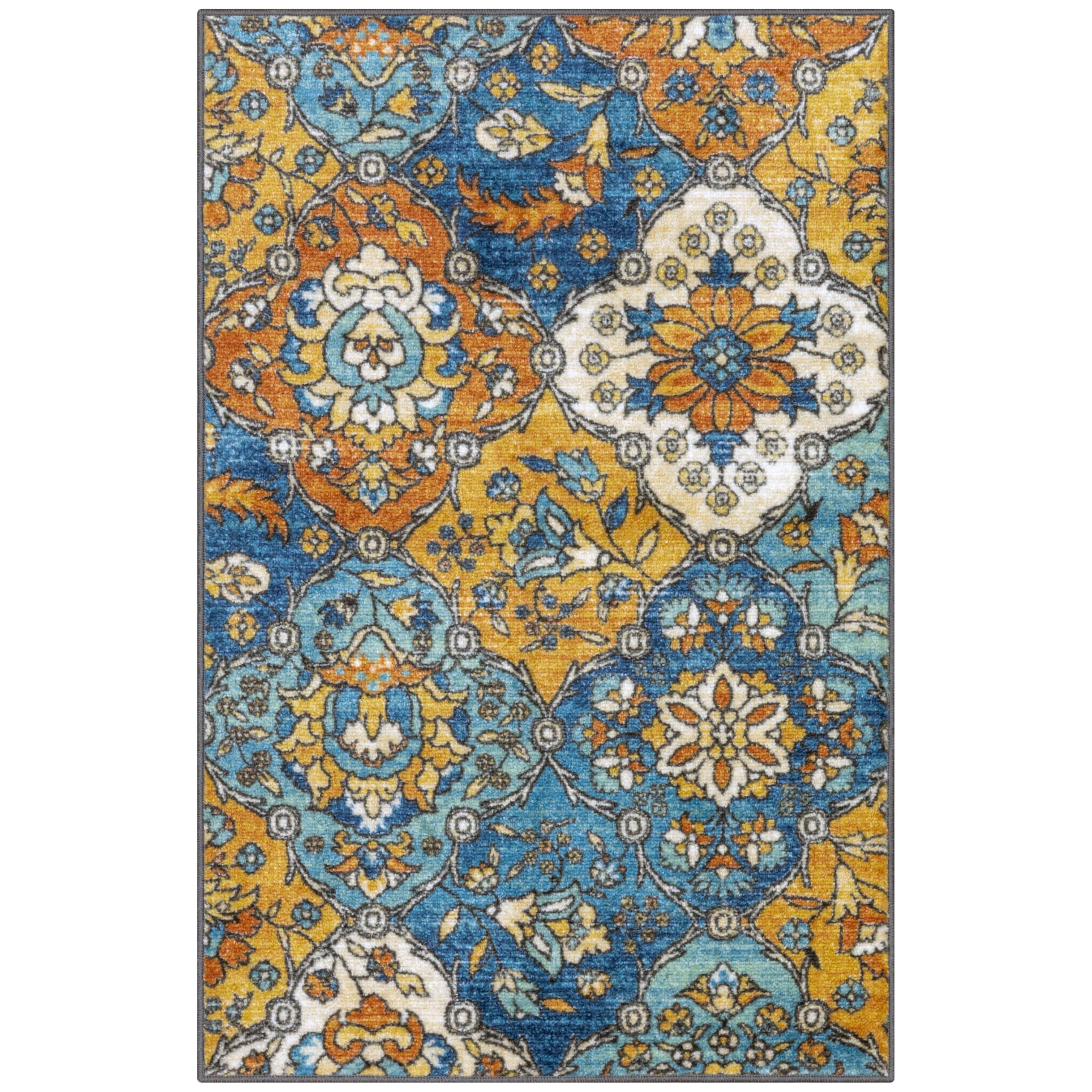 Maples Rugs Sutton Oriental Area Rugs - Made in USA - Washable, Non Slip Indoor Carpet for Entryway, Foyer, Kitchen, and Bathroo