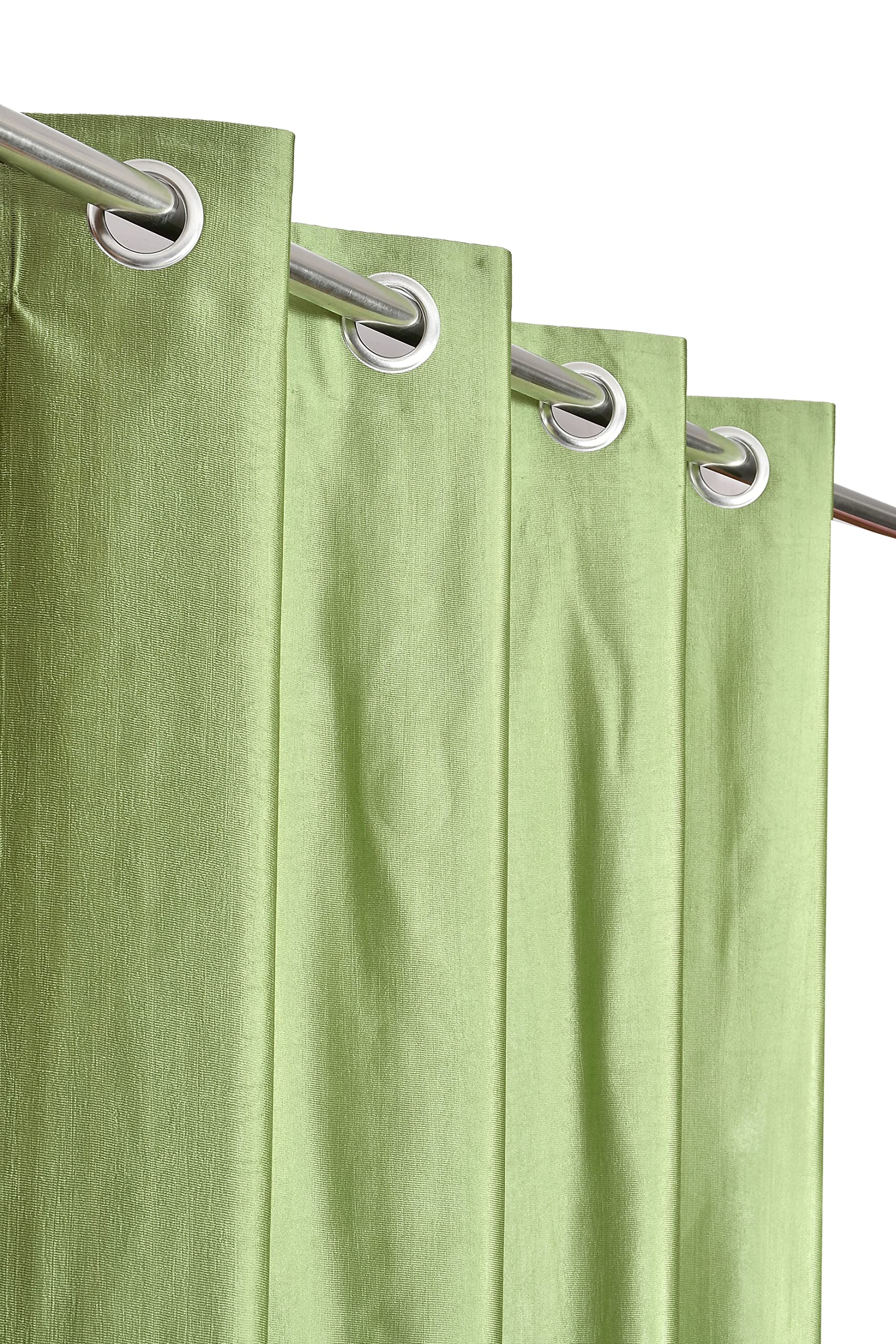 Galaxy Home Decor Solid Plain Curtains for Long Door 10 Feet, Pack of 3, Green & Cream