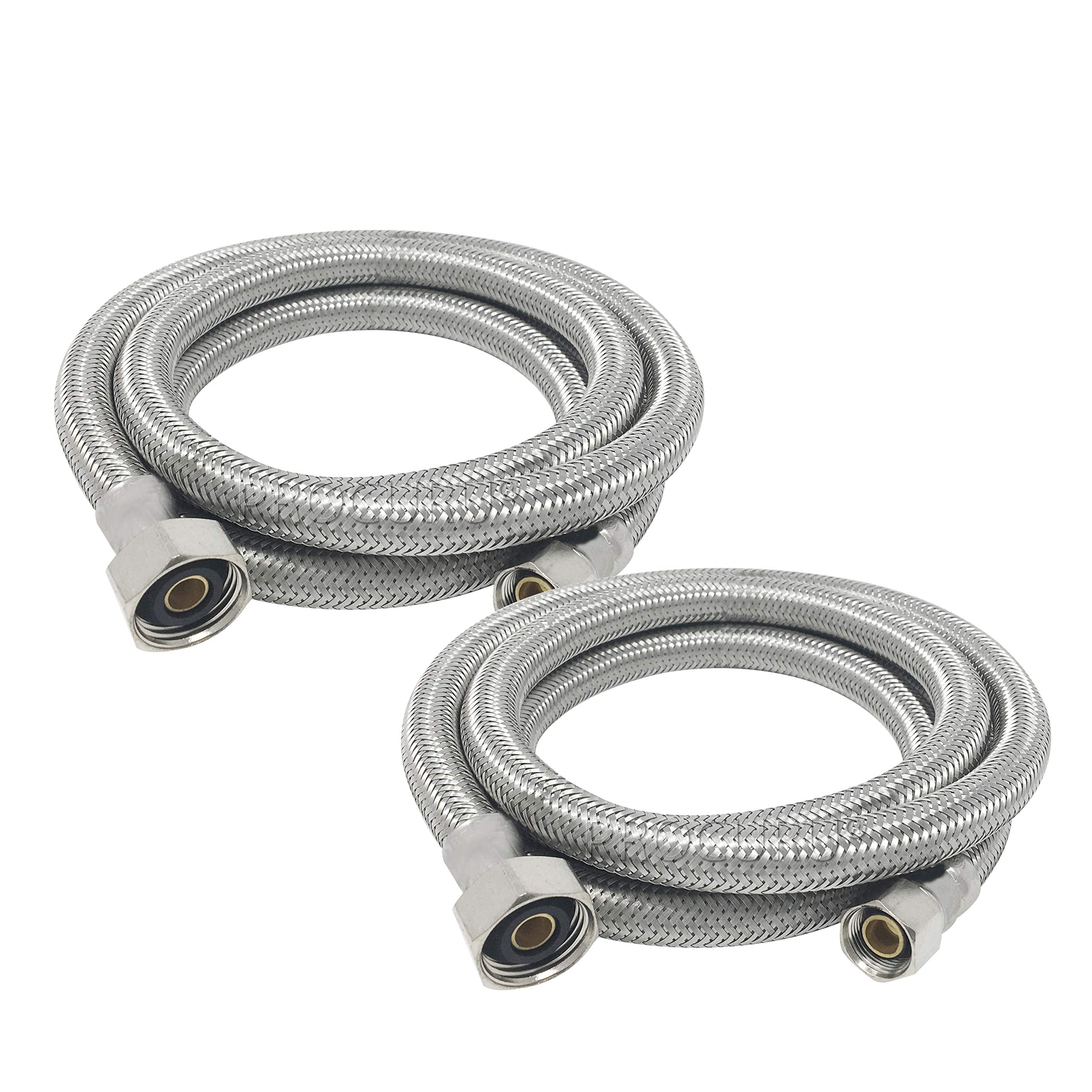 2-Pack] Procuru 72 Length X 38 Comp X 12 Fip Faucet Hose Connector, Stainless Steel Braided Supply Line (9Sf72-2P)
