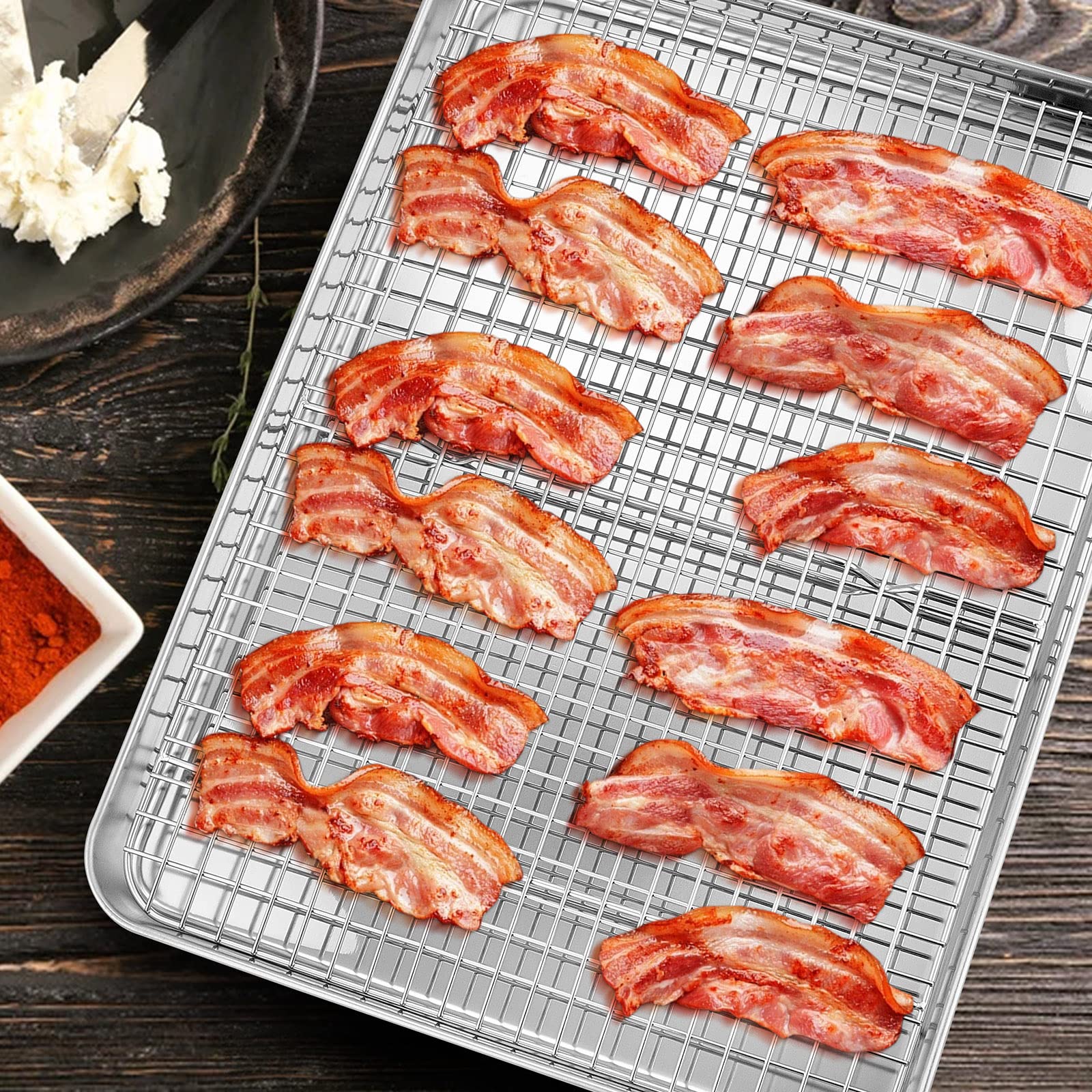 Cooling Rack Set Of 2, E-Far 1/2 Sheet Baking Racks For Oven Cooking Roasting Grilling, Stainless Steel 16.6    X 11.6    Wire R