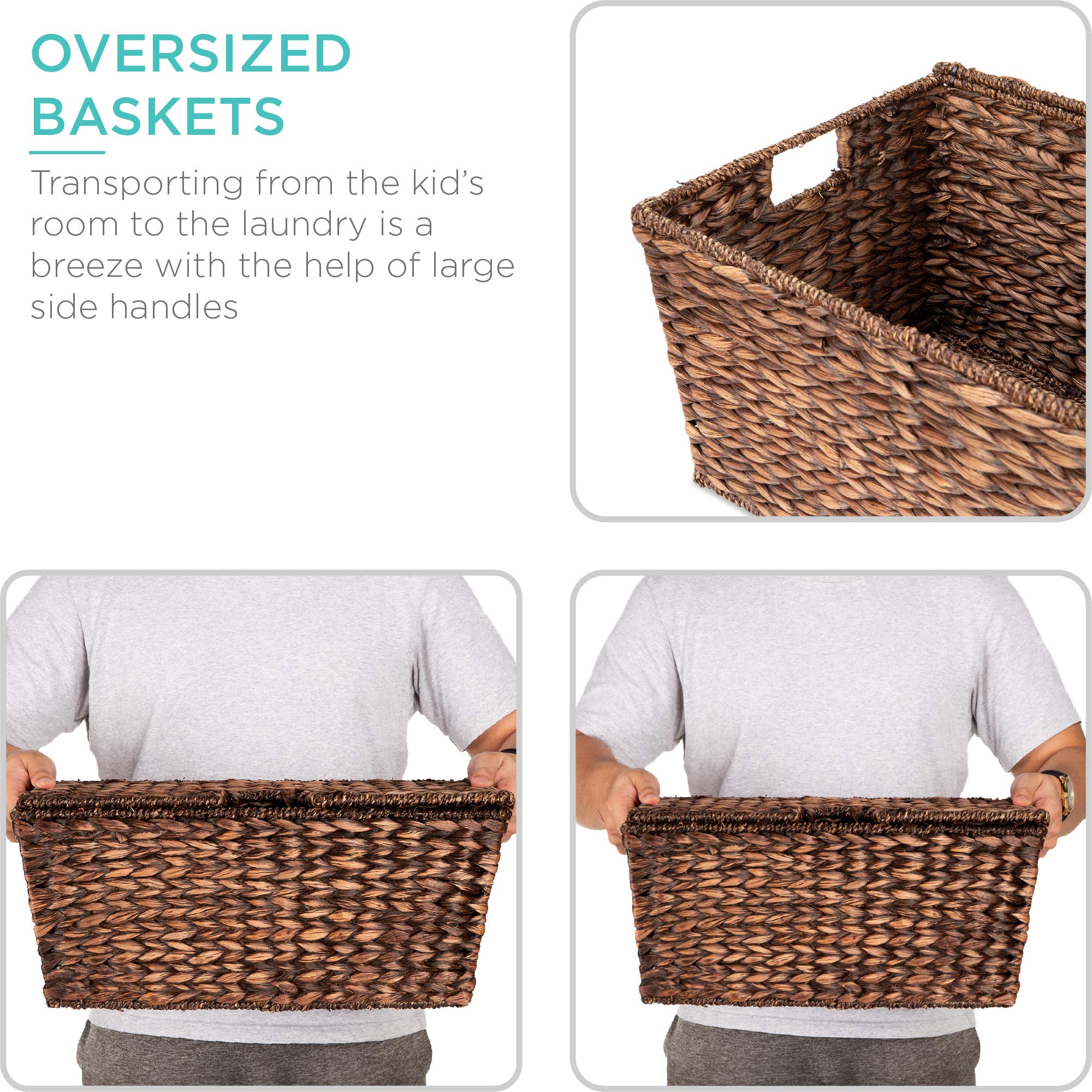 Best Choice Products Set Of 2 Xl Multipurpose Classic Water Hyacinth Chests Oversized Woven Tapered Storage Basket For Organizat