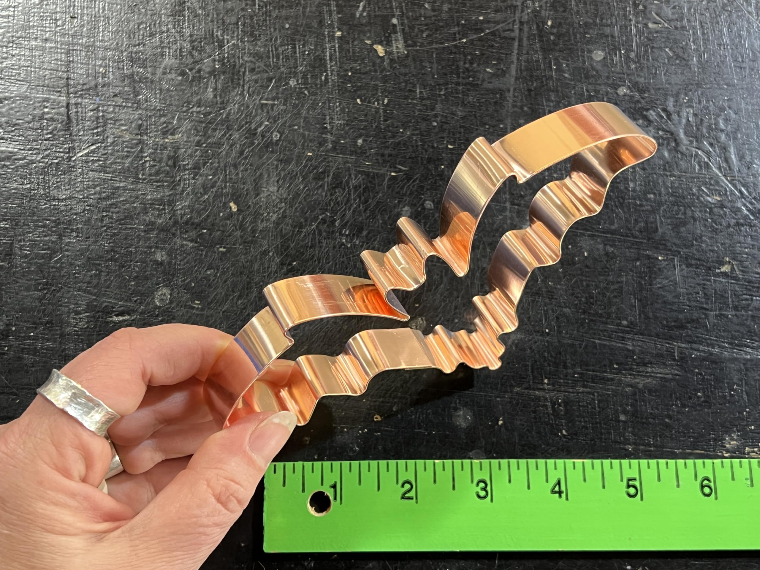 Spooky Bat Cookie Cutter 6 X 3.5 Inches - Handcrafted Copper By The Fussy Pup