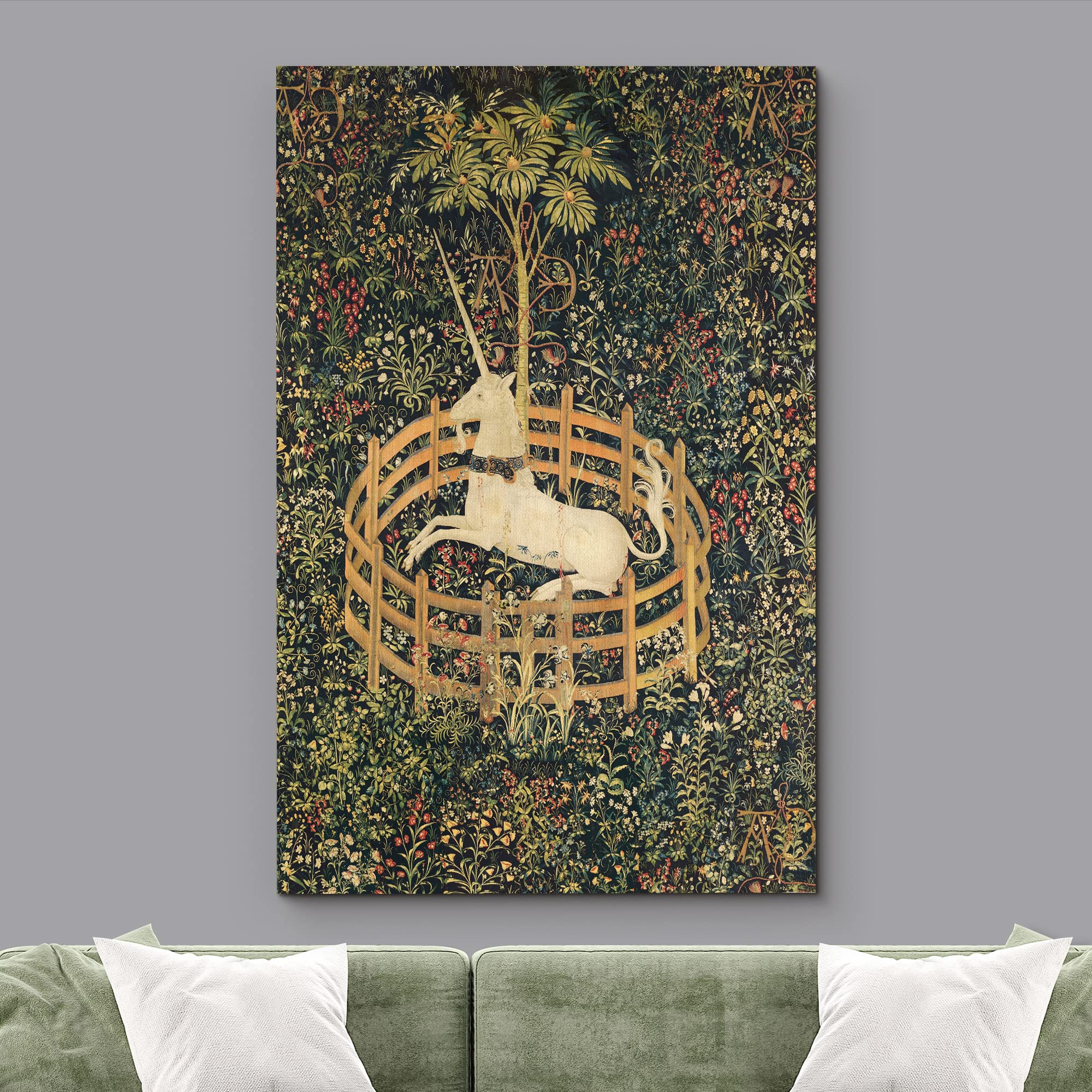 wall26 Canvas Print Wall Art The Unicorn in Captivity (Unicorn Tapestries) Fantasy & Sci-Fi Historic Illustrations Modern Art Traditional Scenic Relax/Calm for Living Room  Bedroom  Office - 16''x24''