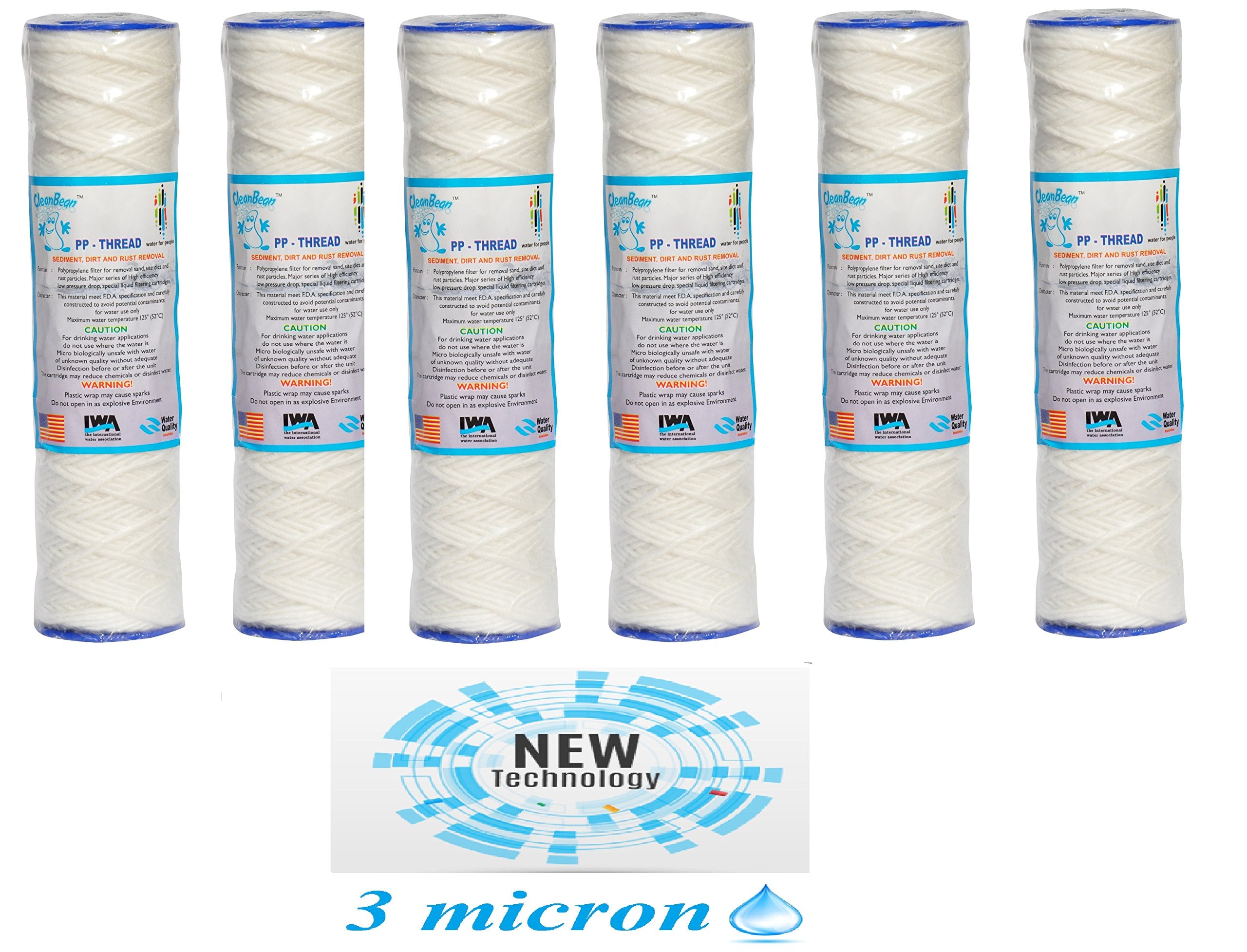 Ionix 3 Micron Pre Filter, Yarn Spun, Pp + Yarn, 10 Inches, Compatible With All Standard Size Pre Filters, Pack Of 6