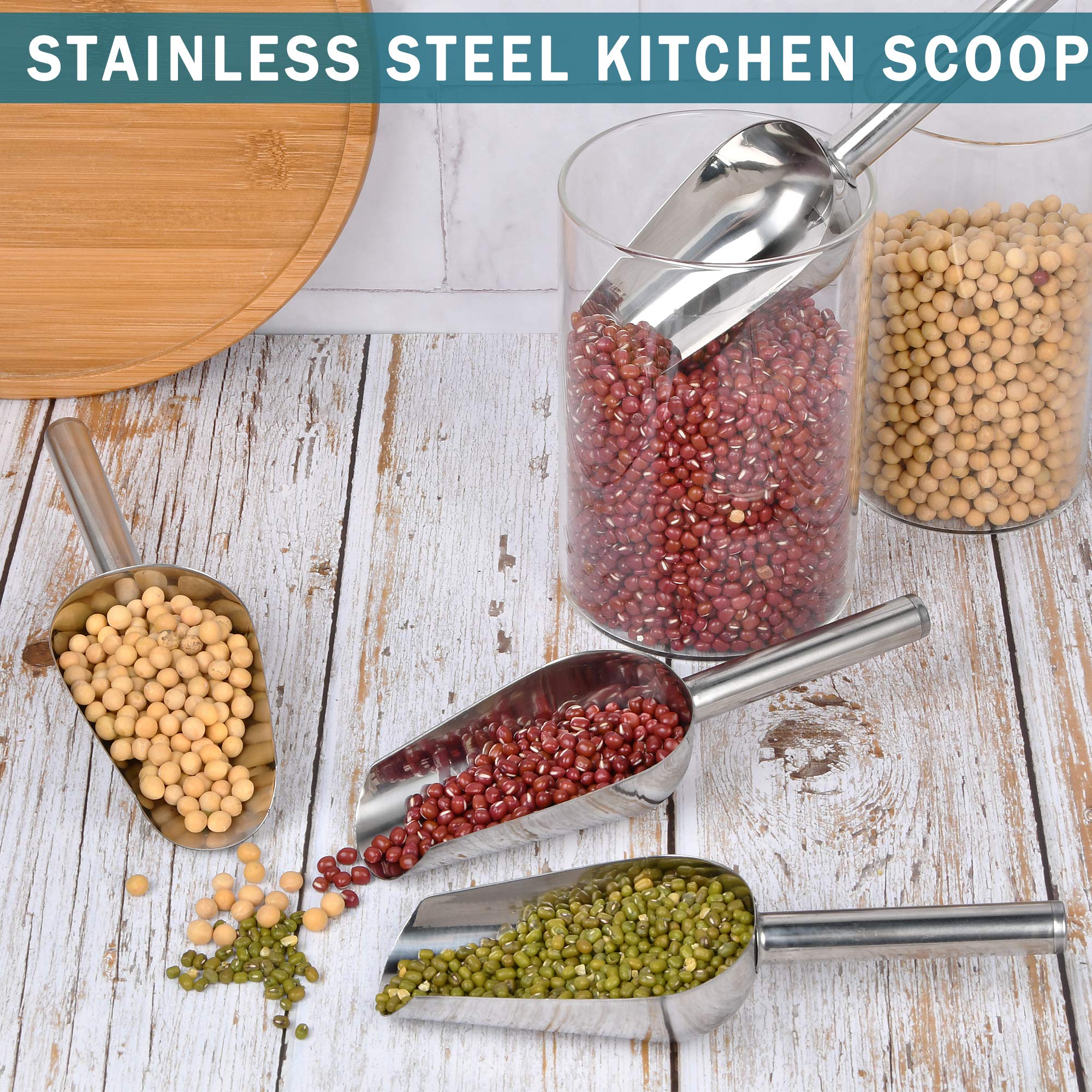 Mini Ice Scoop, 6 Ounce 6 Pcs Stainless Steel Ice Scoop Small Metal Food Scoop For Home Kitchen Shop Popcorn Candy Coffee Beans,