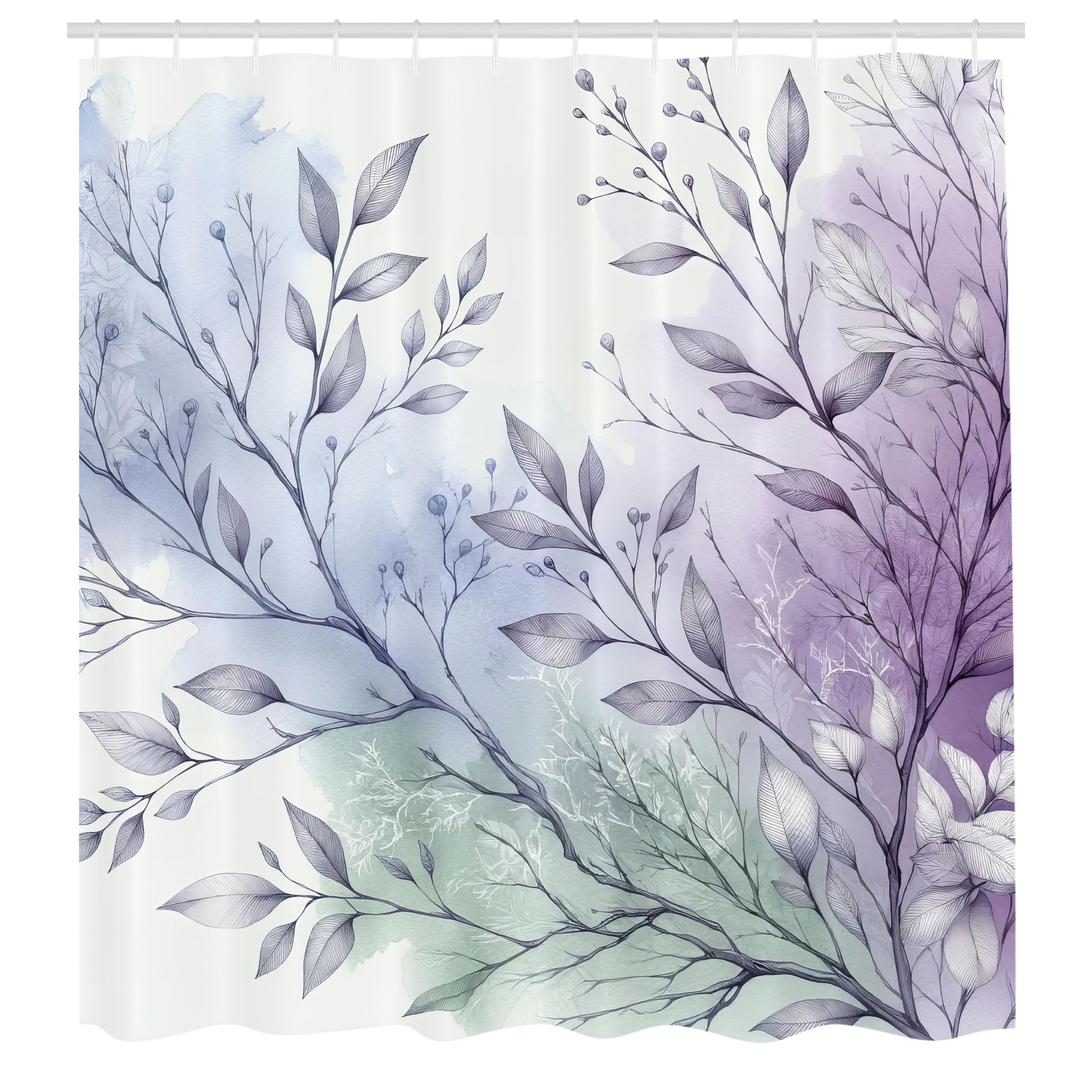 Ambesonne Lavender Shower Curtain, Dreamy Scenario Of Delicate Branches With Purplish Leaves Fantasia, Cloth Fabric Bathroom Dec
