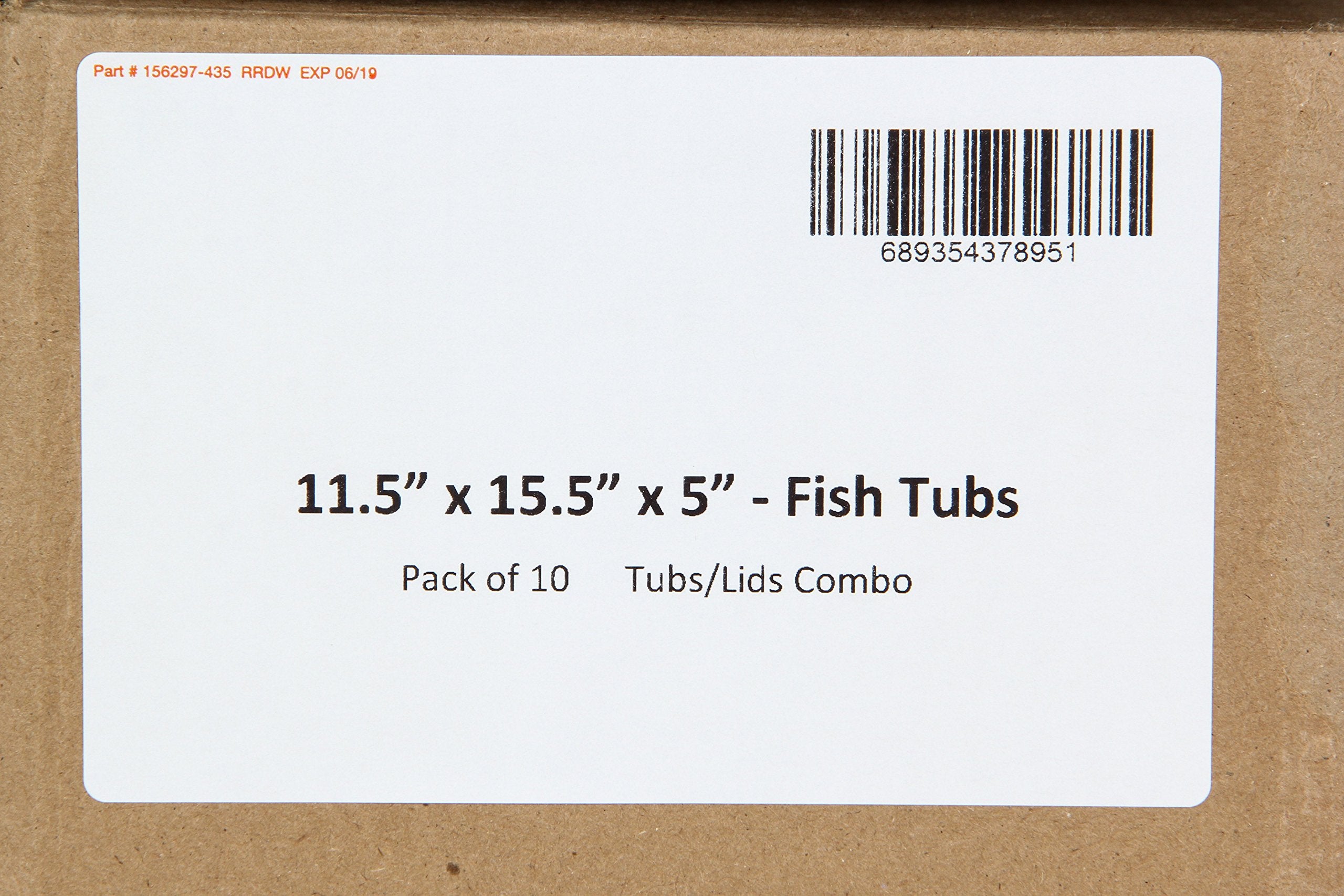 Continental Plastics Fish Tubs/Food Storage Bins 25Lb 11.5'' X 15.5'' X 5'', Pack Of 10 Deep Bases With Lids