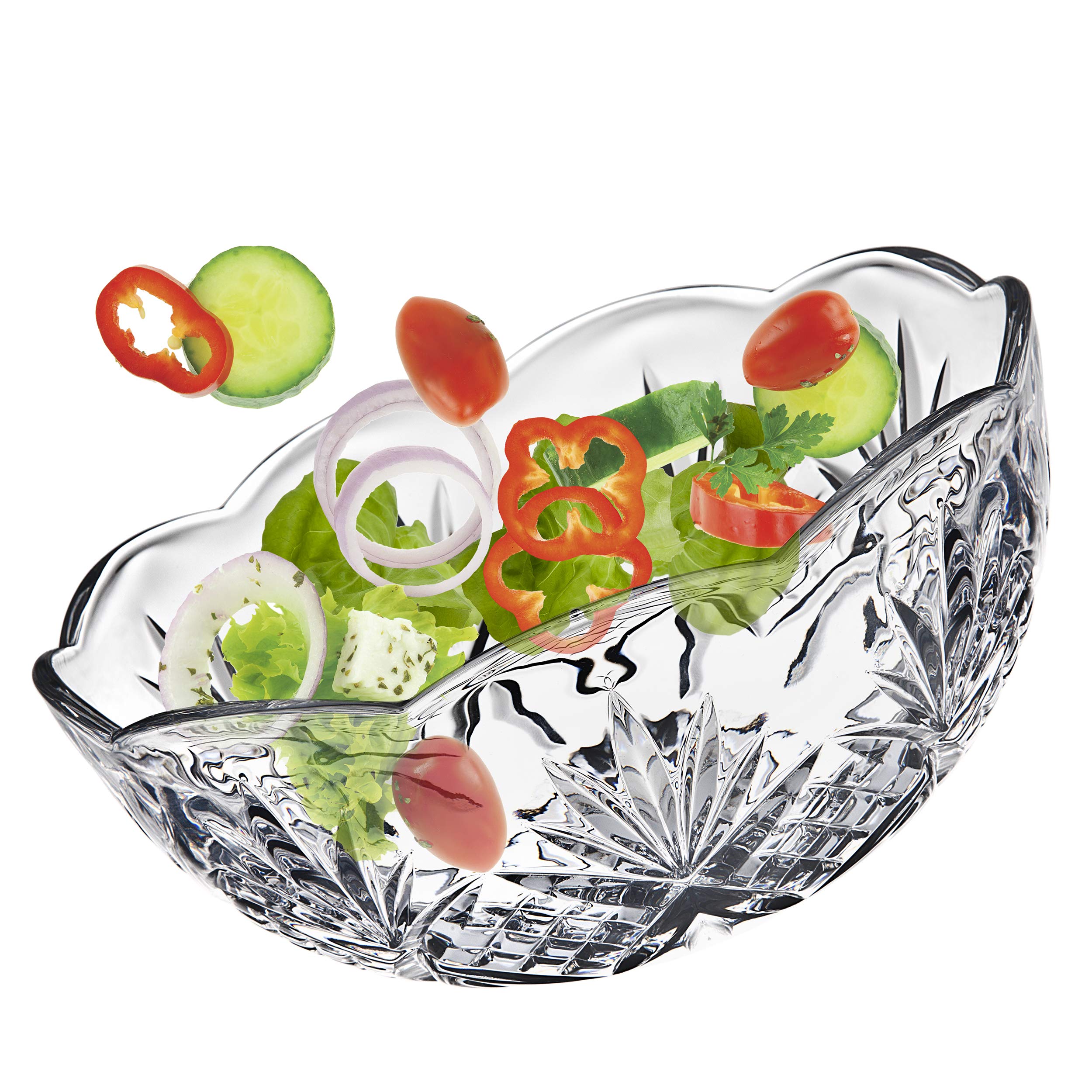 Godinger Bowl Set for Salad, Serving, Mixing, Dublin Crystal Collection  Set of 3