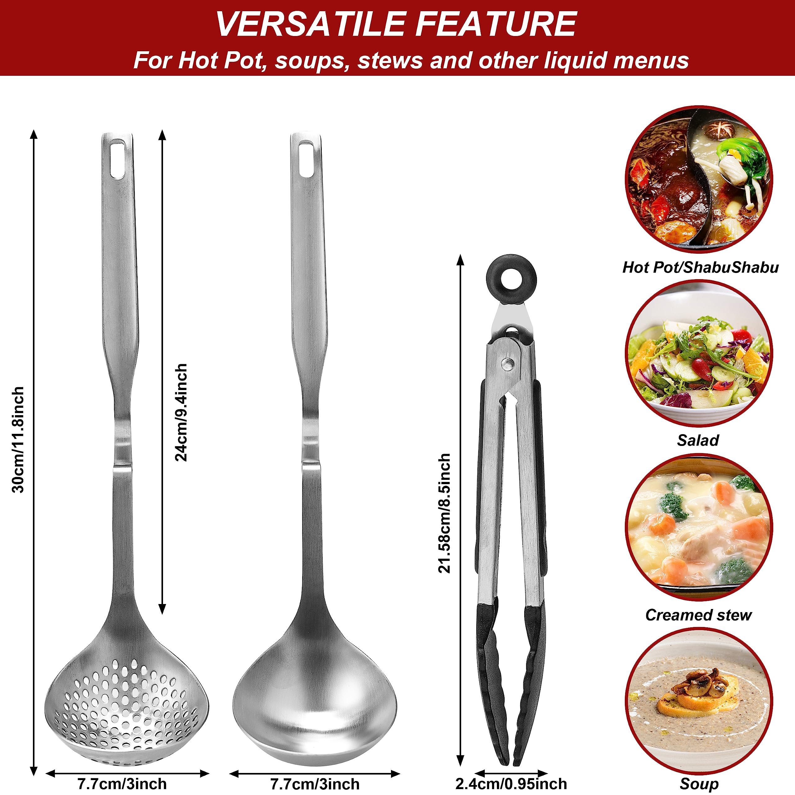 Hot Pot Ladle Set Hot Pot Spoon Hot Pot Strainer Scoops Hot Pot Accessories Kit Shabu Shabu Strainer Spoon Shabu Shabu Utensils