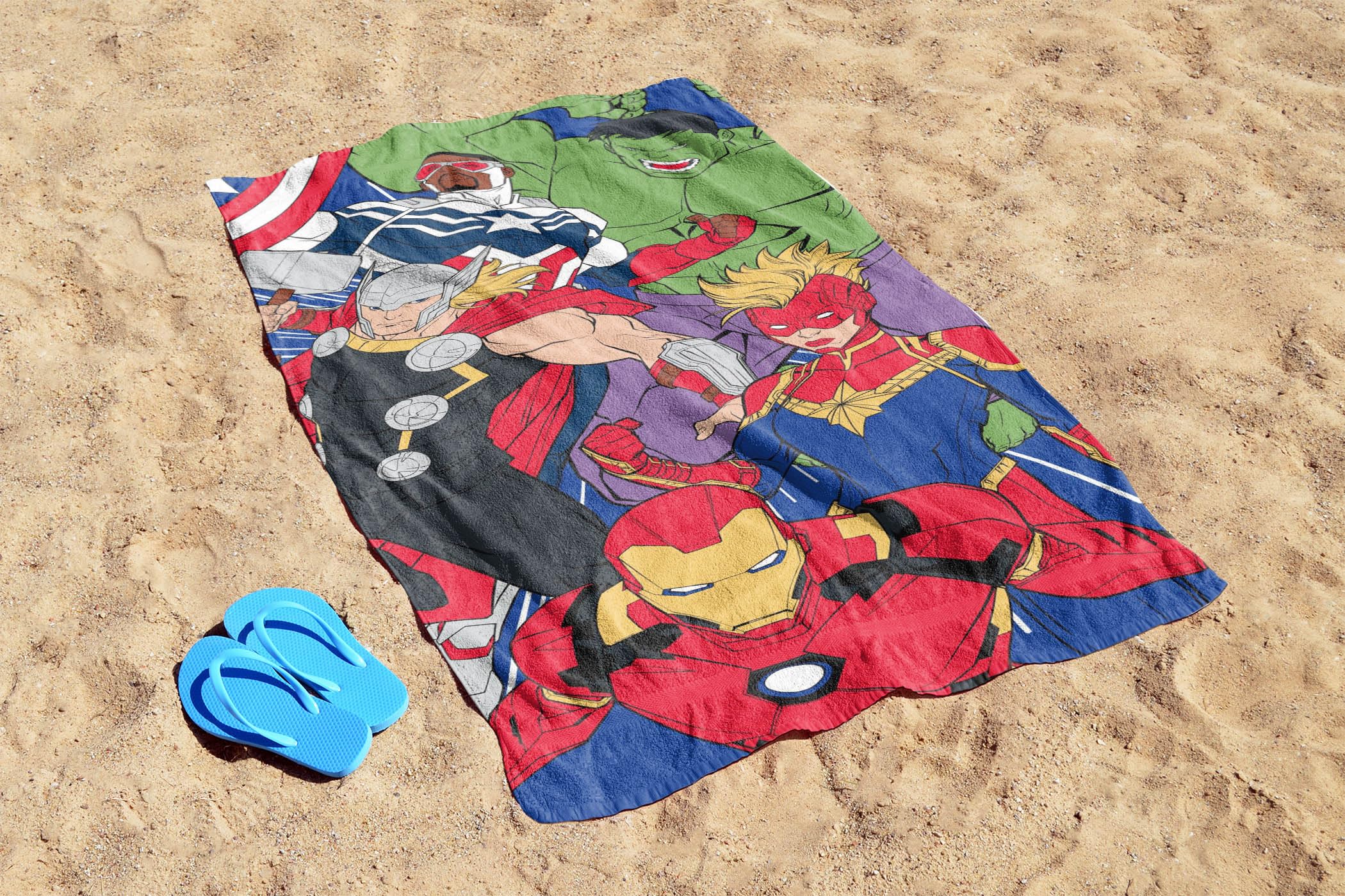 Jay Franco Marvel Avengers Kids Bath Pool Beach Towel - Super Soft & Absorbent 100% Cotton Towel  Measures 28 x 58 Features Hulk  Thor & Iron Man