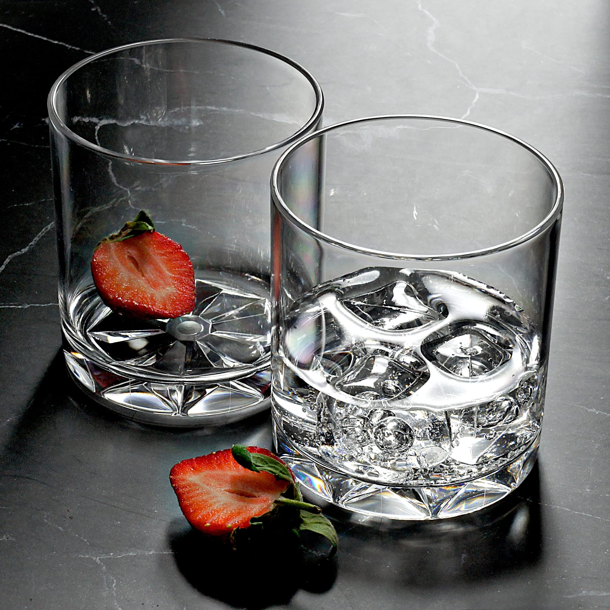 Amazing Abby - Liberty - 12-Ounce and 16-Ounce Plastic Tumblers (Set of 8)  Plastic Drinking Glasses  All-Clear Reusable Plastic Cups  BPA-Free  Shatter-Proof  Dishwasher-Safe