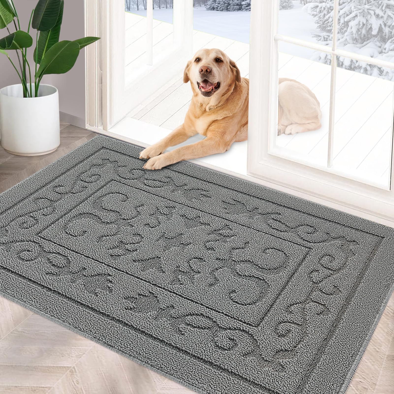 Foneyi Indoor Door Mat, Front Back Door Mat 32''X40'' Non-Slip Rubber Backing Door Rug, Machine Washable Entry Rug, Low Profile
