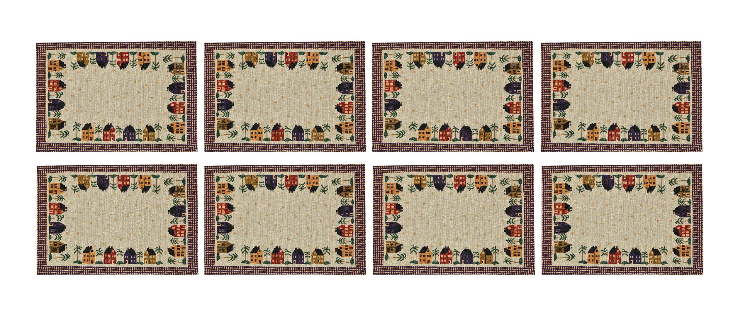 Galaxy Home Decor Dining Table 8 Table Mats (Mat 13x18 inches) Washable Cotton Linen Mat Jacquard Fabric, Multicolor (Hut Design