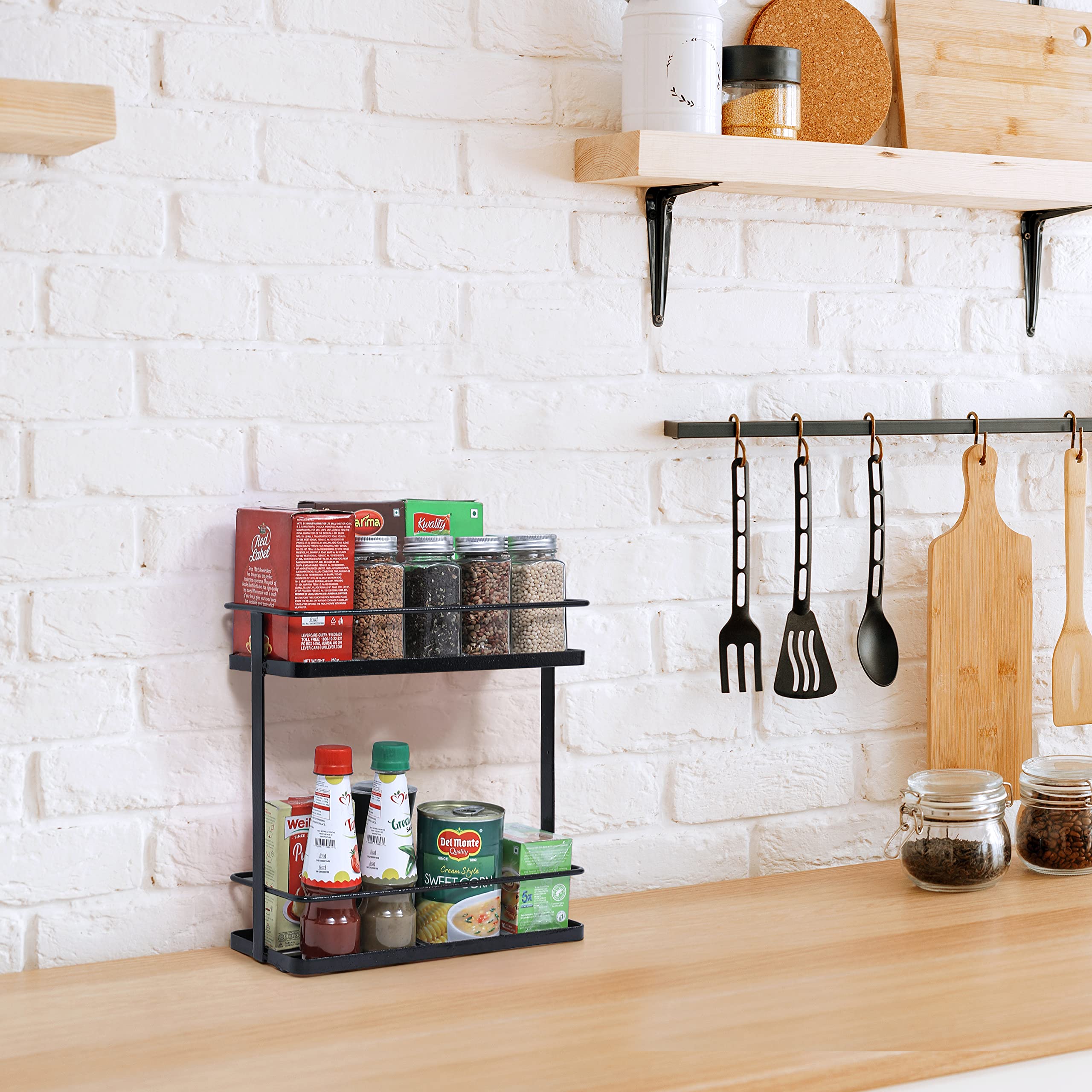 Livzing Metal 2 Tier Kitchen Countertop Organizer RackMultipurpose Spice Racks For KitchenBathroom Standing RackCabinet Stora