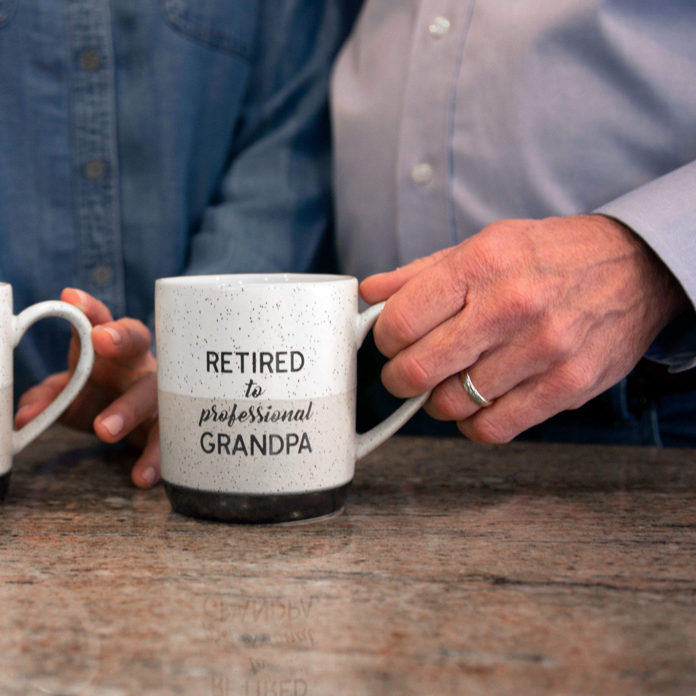 Pavilion Gift Company Large 15 Oz Stoneware Coffee Cup Mug Retired To Professional Grandpa, 1 Count (Pack Of 1), Grey