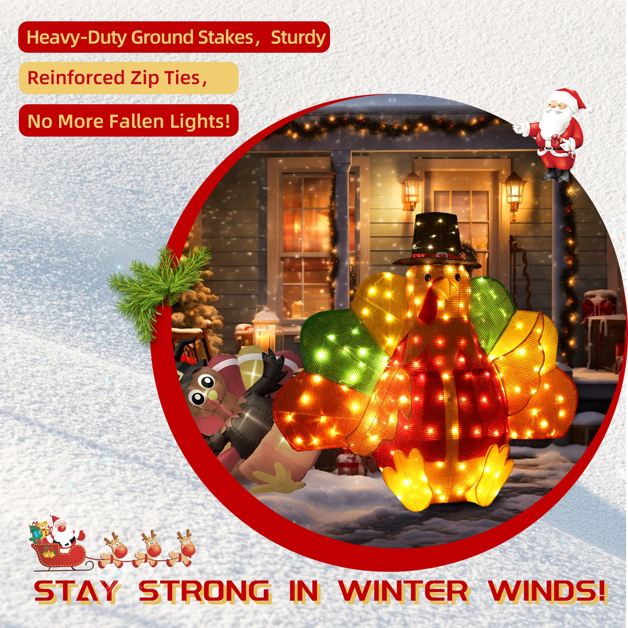 48Inch Lighted Turkey Outdoor Christmas/Thanksgiving Decorations Turkey Light for Fall Harvest Halloween Decor Fall Decorations