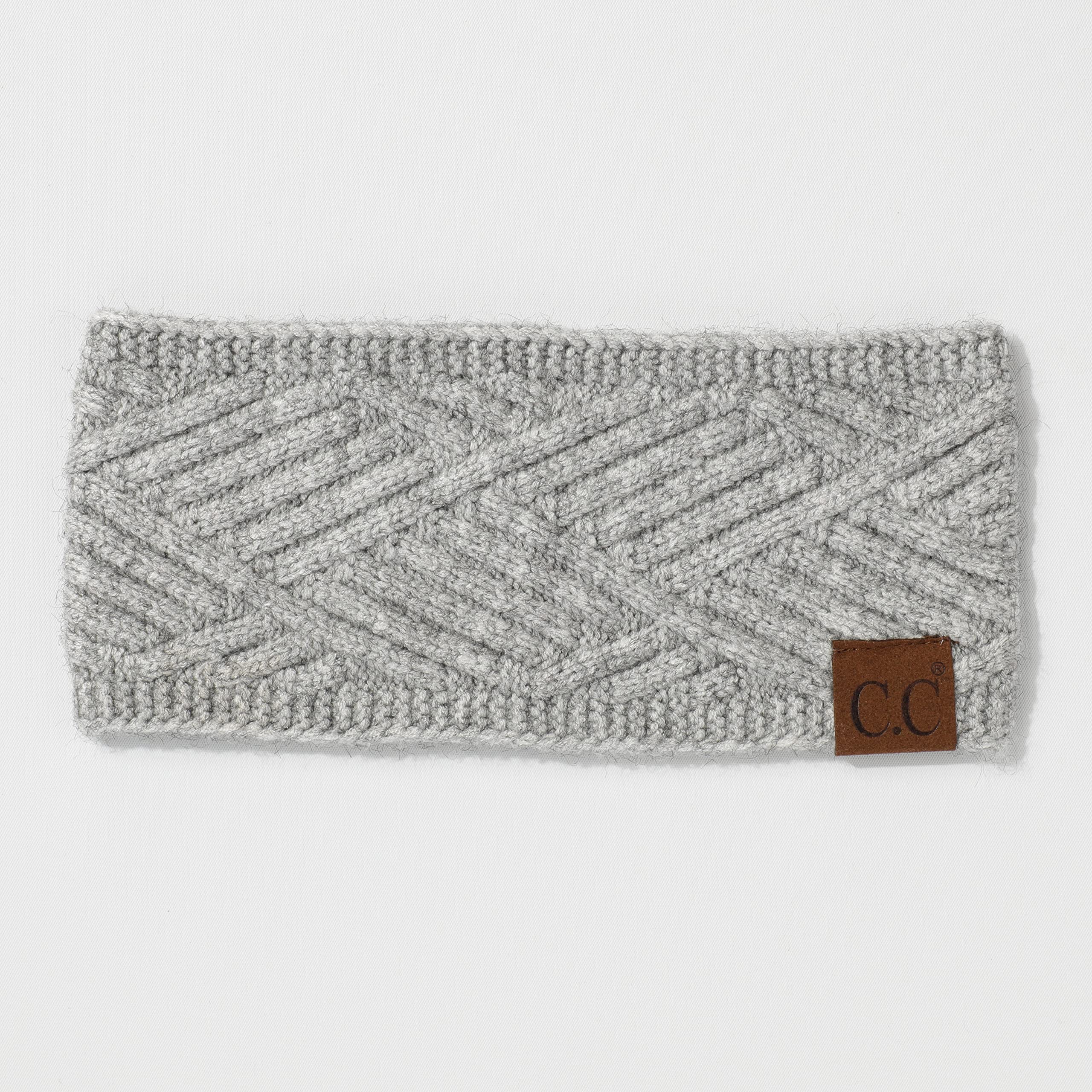 Cc Winter Fuzzy Fleece Lined Thick Knitted Diagonal Stripes Criss-Cross Pattern Headband Headwrap (Hw-2060)(A Snuggly Soft Yarm