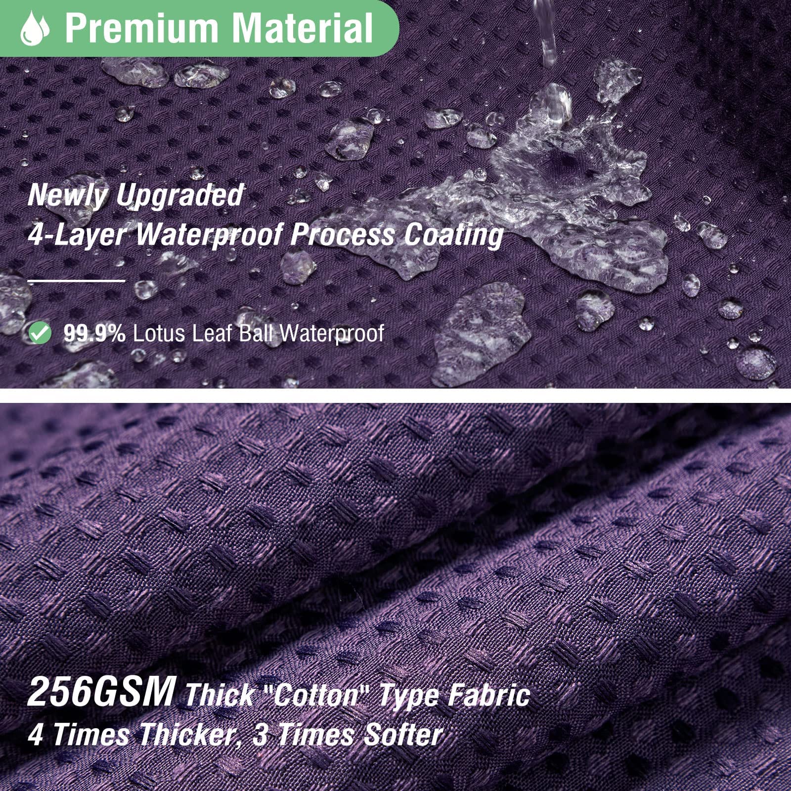 Dynamene Extra Wide Shower Curtain - 108 Inch Wide Waffle Weave Weighted Thick Cloth Bathroom Shower Curtain  Neutral Heavy Duty Hotel Bath Curtain Set with 18 Plastic Hooks 108x72  Purple