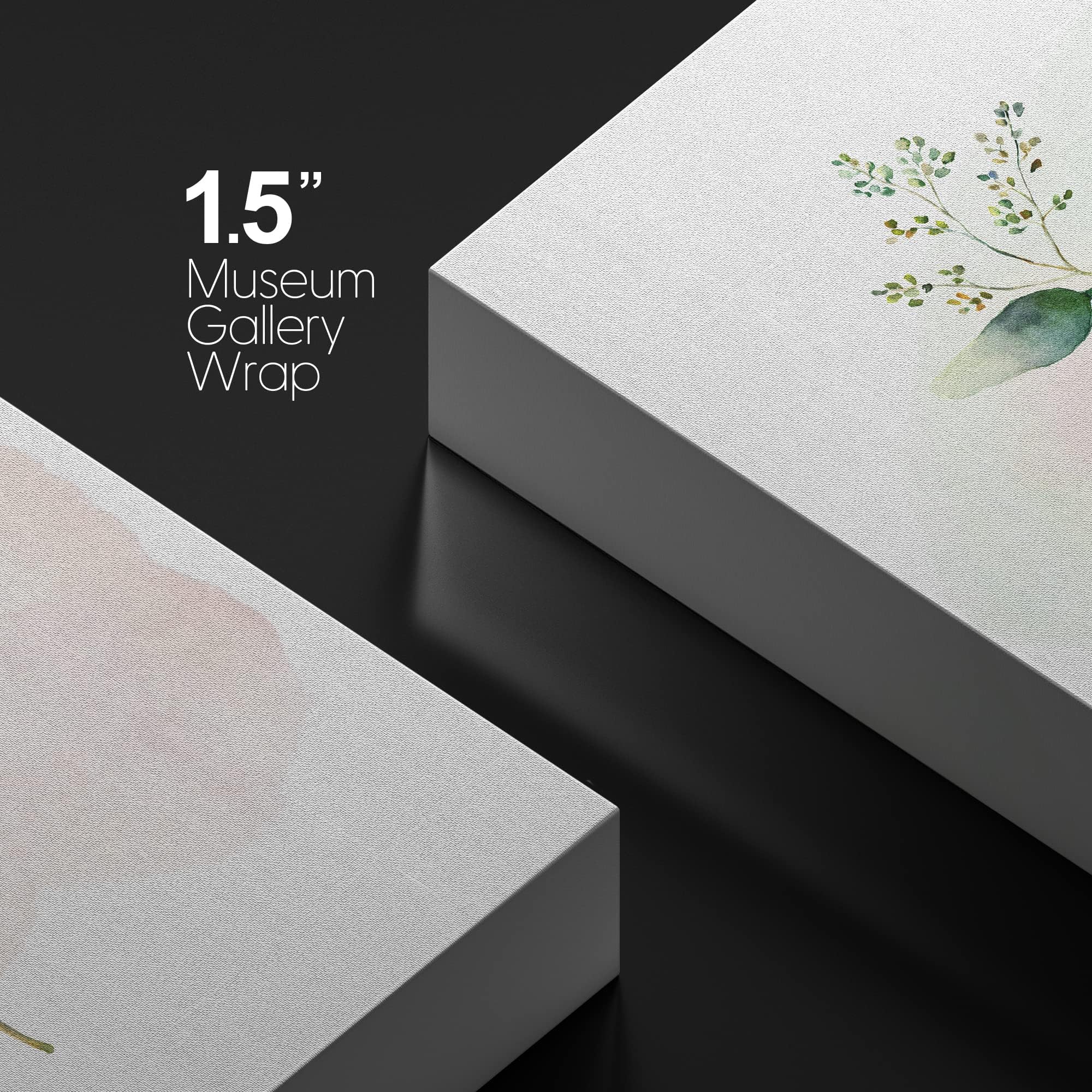 Wall26 Canvas Print Wall Art Pastel Watercolor Green & White Forest Plant Floral Botanical Illustrations Modern Art Rustic Chic