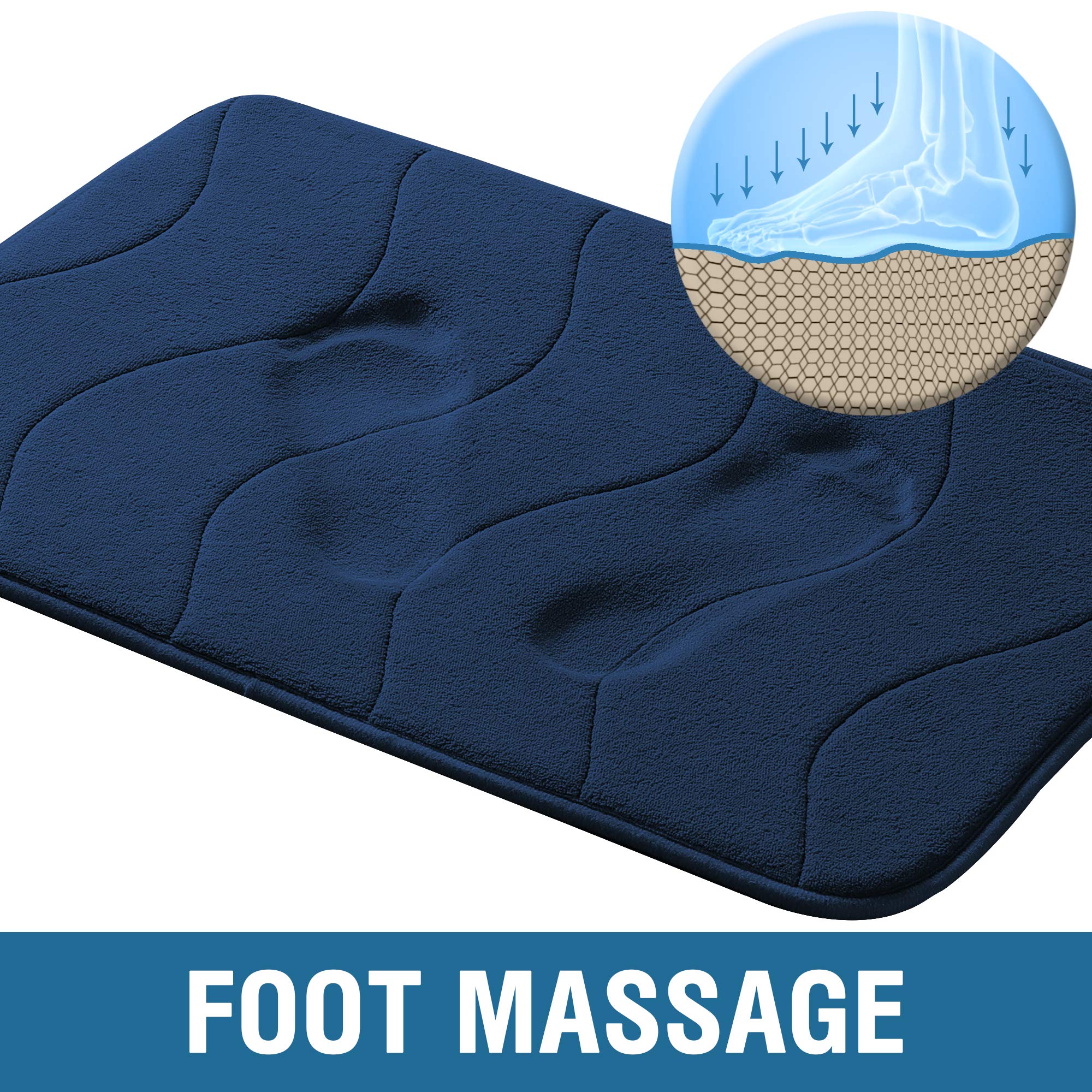 Flamingo P Memory Foam Bath Rugs Soft Absorbent Bath Mat For Bathroom Non Slip Navy Blue Bath Rug Velvet Bathroom Mats Thick Sof