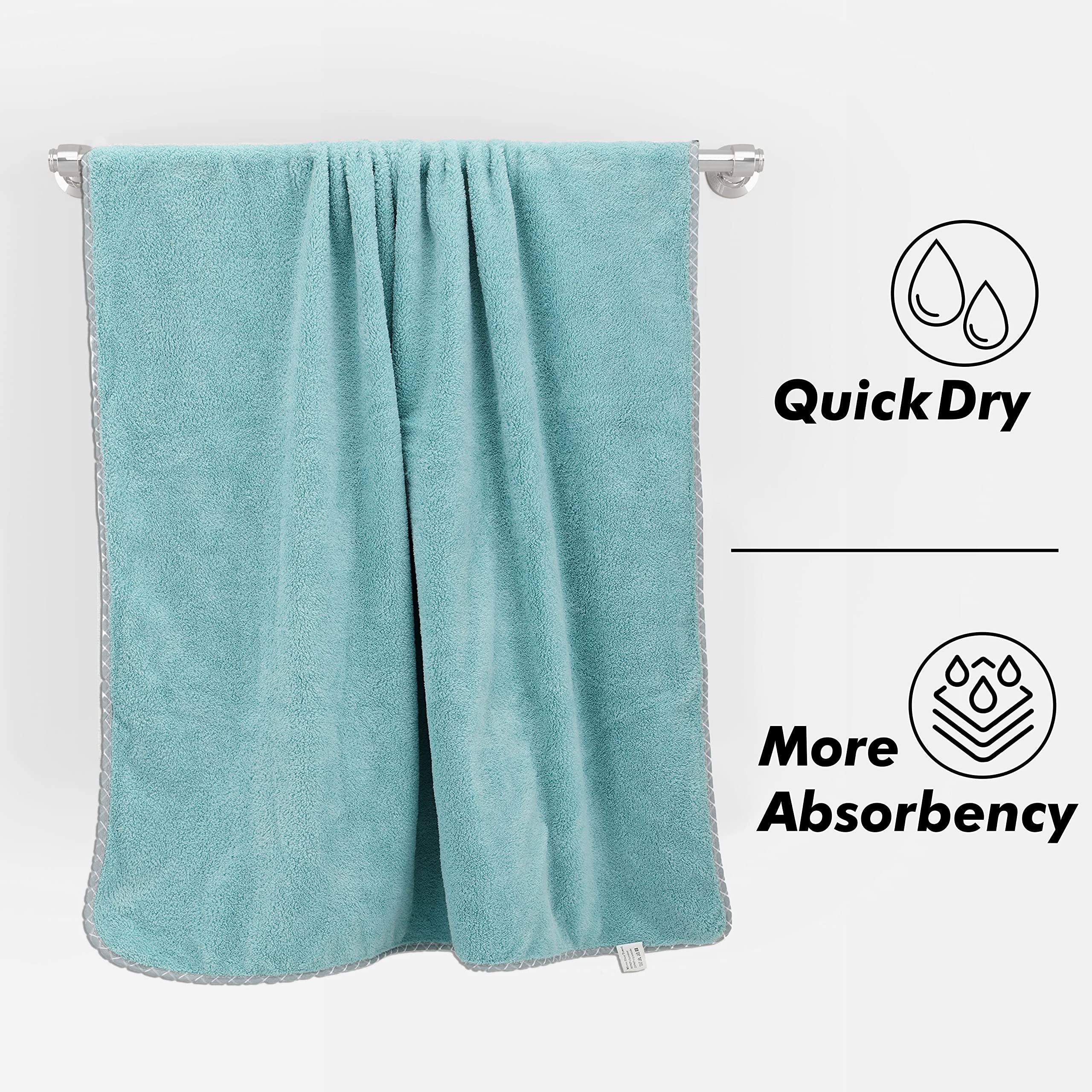 UrbanLeaf Microfiber Large Bath Towel | Quick Dry Super Absorbent - Bath Towel for Men and Women | Green | Towel for Bath, Trave