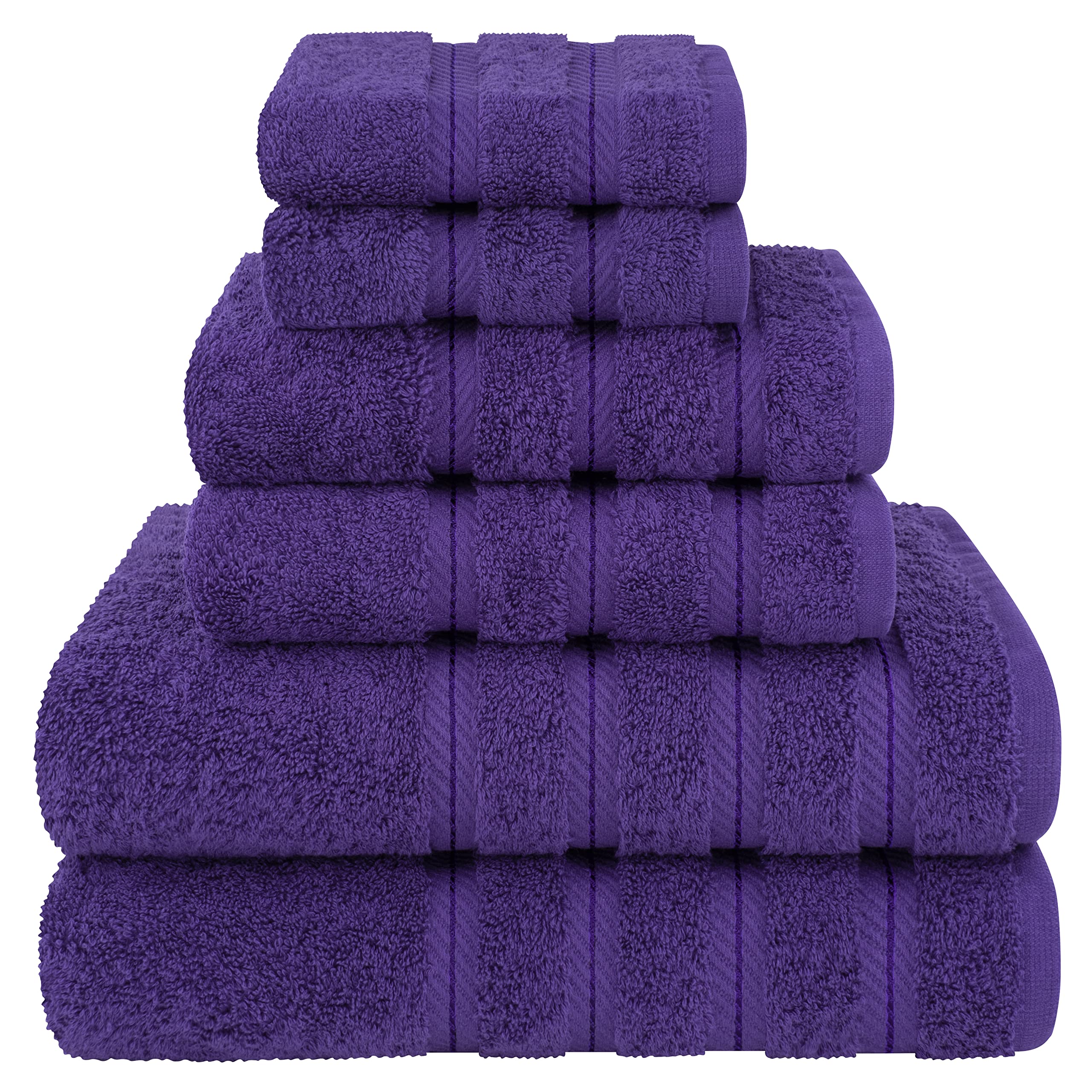 American Soft Linen Luxury 6 Piece Towel Set  2 Bath Towels 2 Hand Towels 2 Washcloths  100% Turkish Cotton Towels for Bathroom  Purple Towel Sets