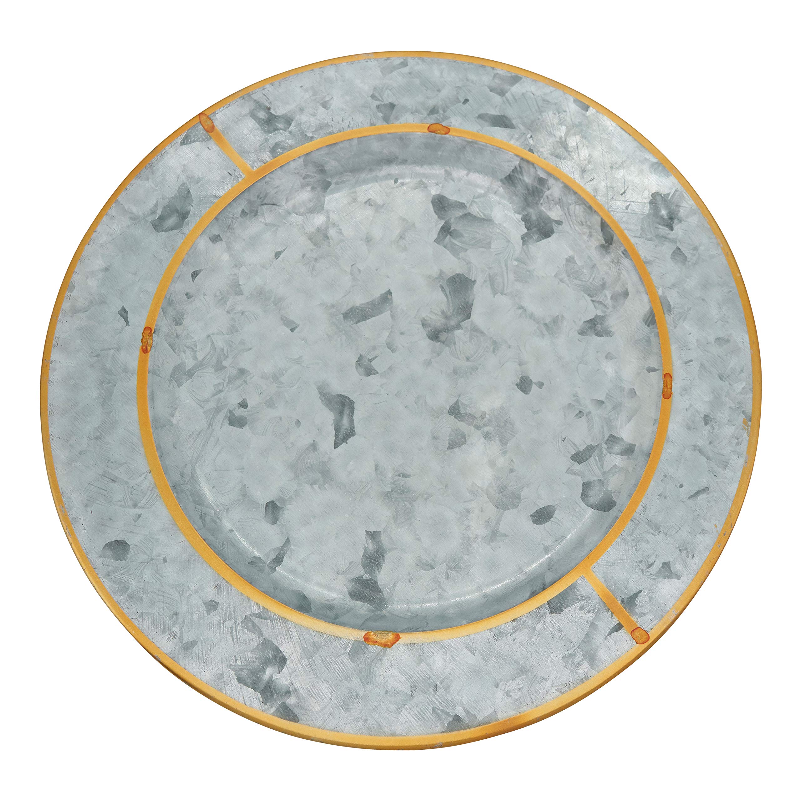 Gold Rim Galvanized Charger Plates (Set Of 4)