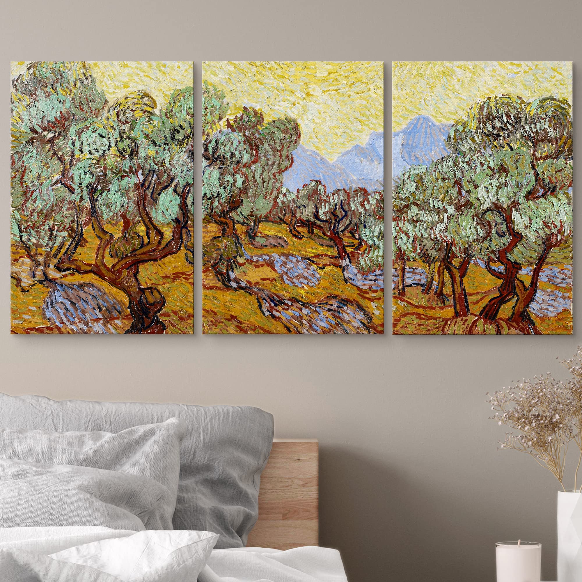 Wall26 Canvas Print Wall Art Set Olive Trees By Vincent Van Gogh Nature Wilderness Illustrations Fine Art Relax/Calm Multicolor