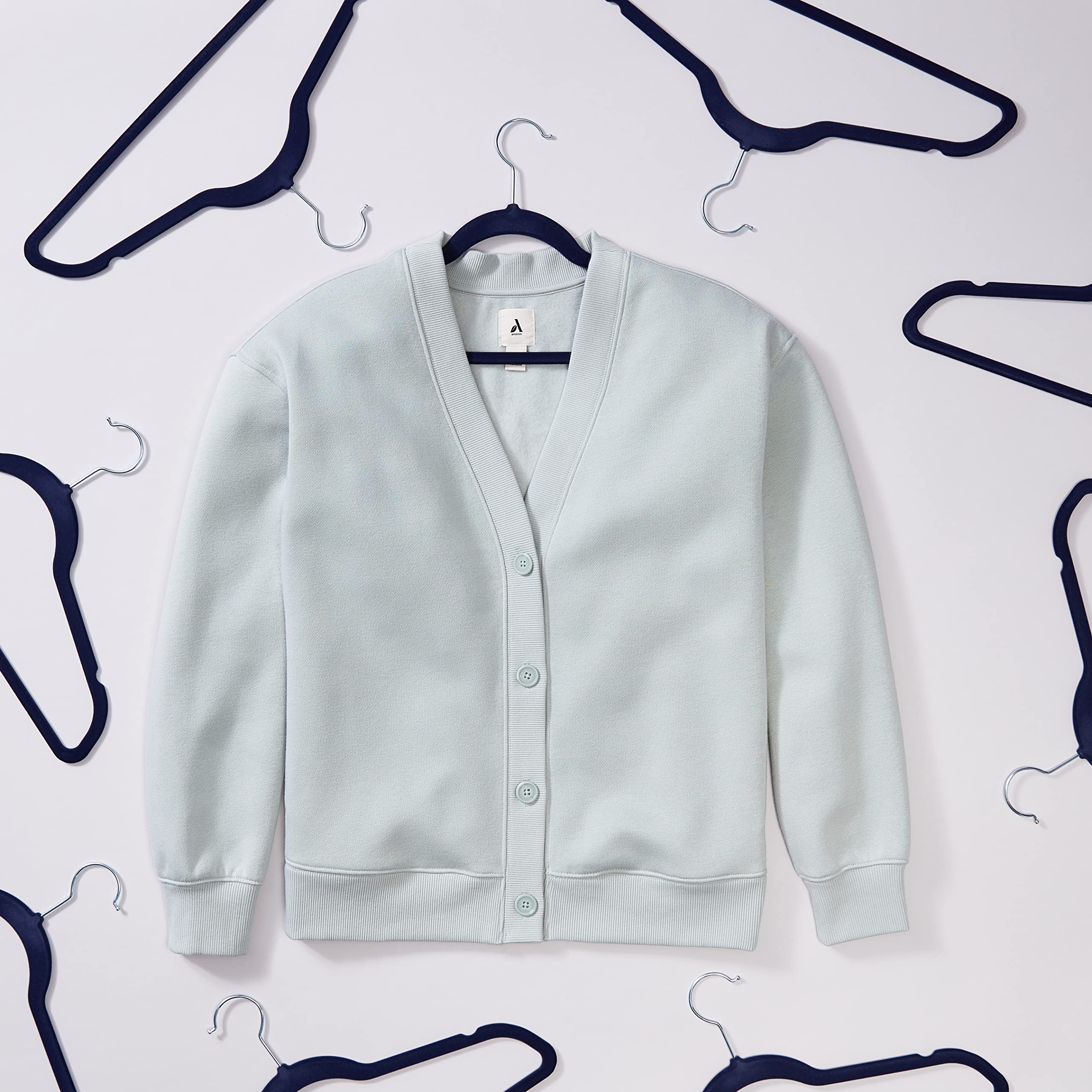 Amazon Basics Slim, Velvet, Non-Slip Suit Clothes Hangers, Navy Blue/Silver - Pack Of 50