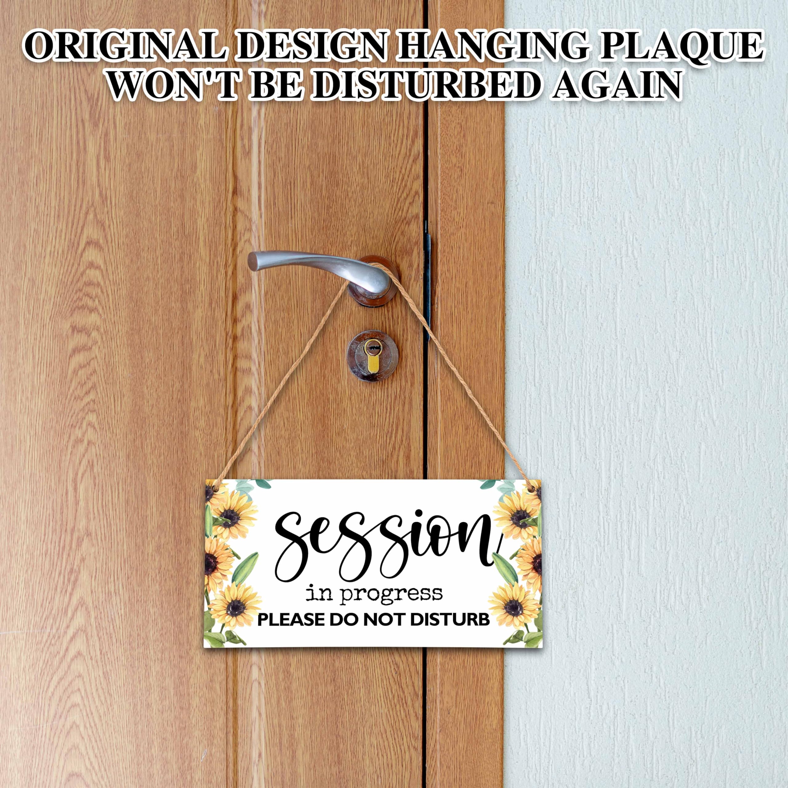 In Session Door Sign for Therapists, Do Not Disturb Hanger Sign for Therapy Office Decor, 6X12 Inches Double Sided Wooden Welcom