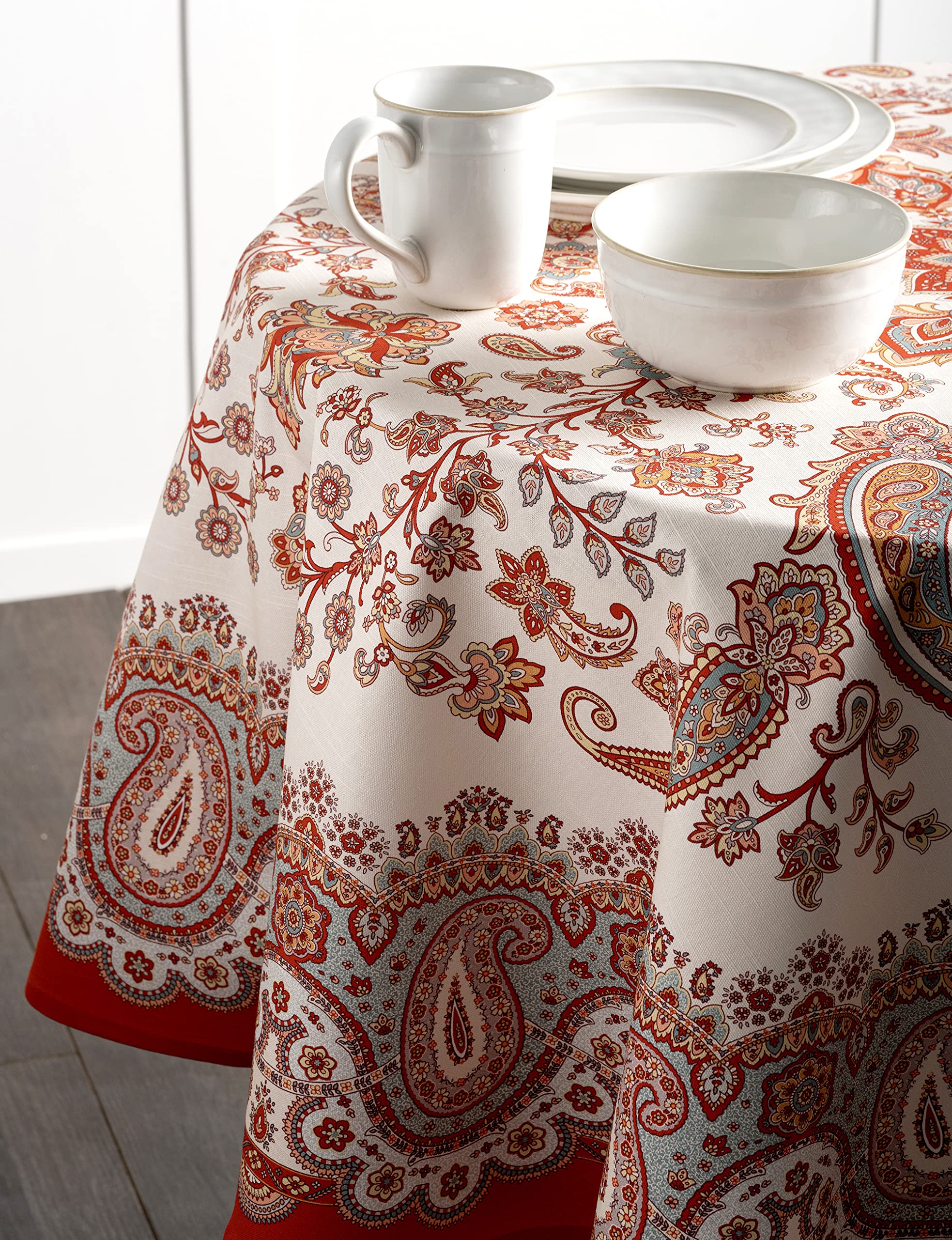 Maison D Hermine Cachemire 100% Cotton Tablecloth Kitchen Dining Table Cloth For Round Tables Farmhouse Tabletop Cover For Parti