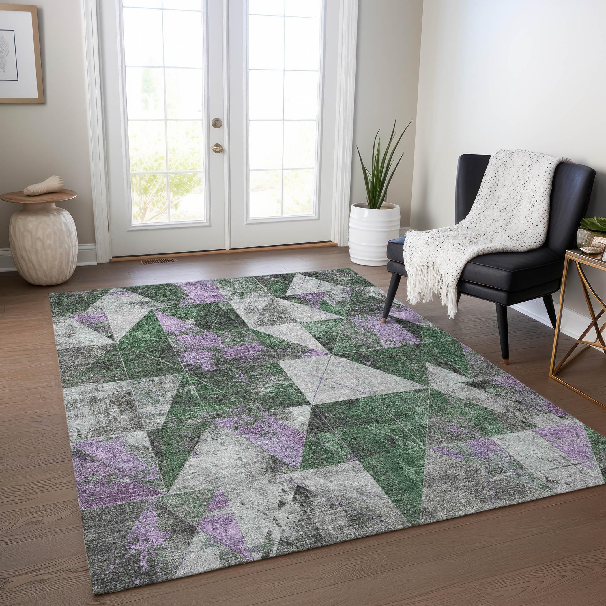 Machine Washable Indoor/Outdoor Chantille Emerald 26 x 310 Rug