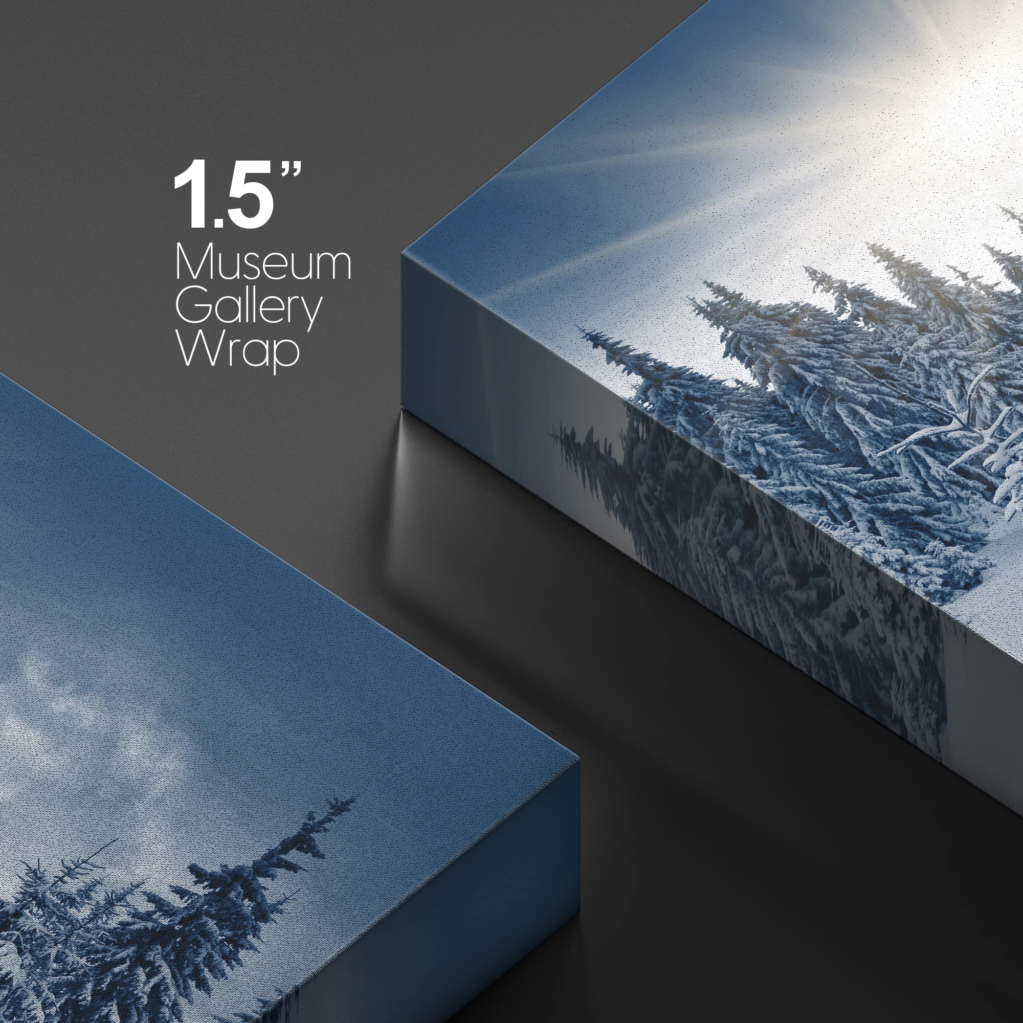 wall26 Canvas Print Wall Art Woodland Nursery Decor Sunlight Over Winter Mountain Forest Landscape Nature Wilderness Photography Rustic Scenic Ultra for Living Room  Bedroom  Office - 24''x36''