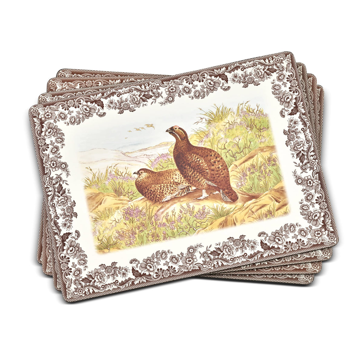 Pimpernel Spode Woodland Collection Placemats  Set Of 4  Heat Resistant Mats  Cork-Backed Board  Hard Placemat Set For Dining Ta