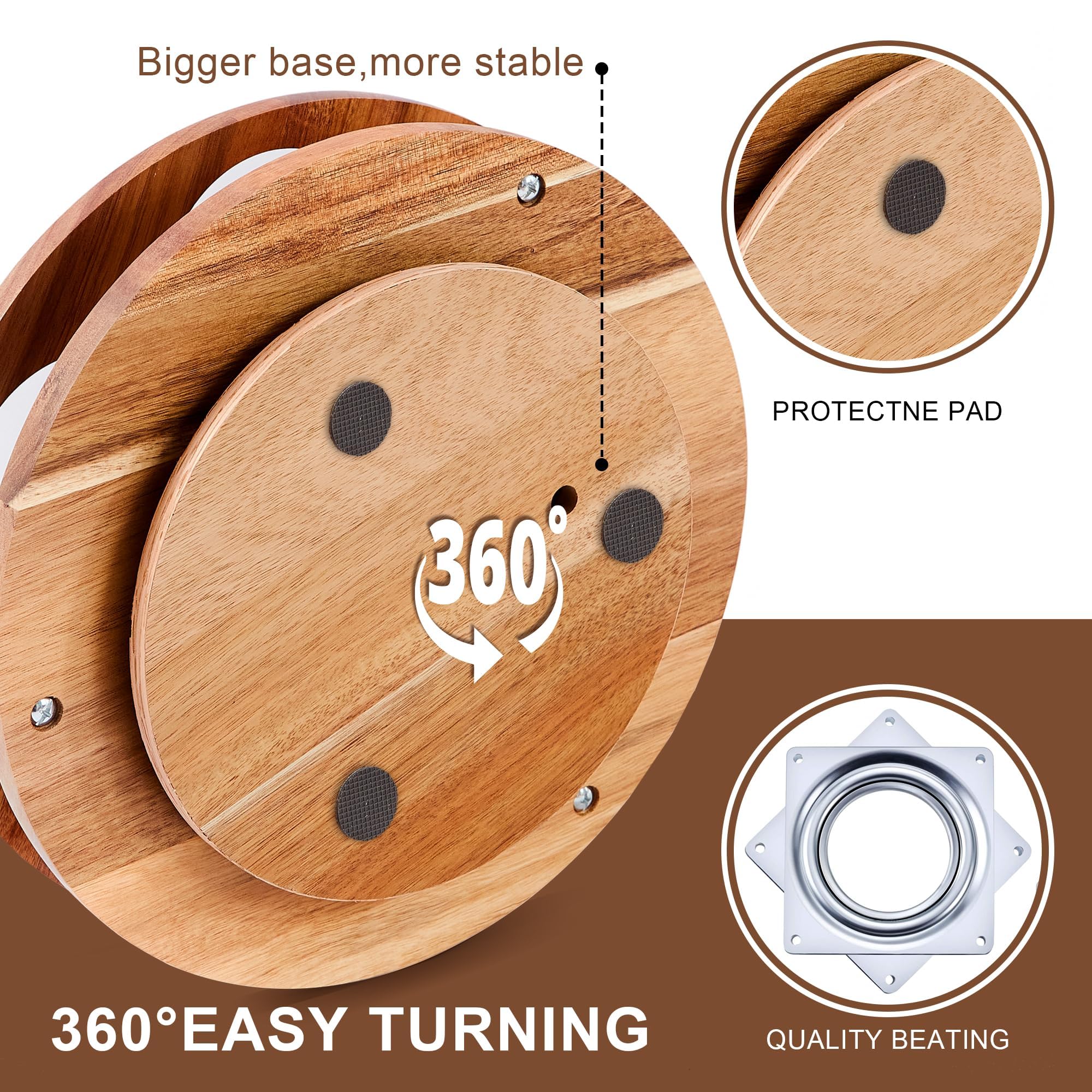 Govokoi Acacia Wood Rotating Coffee Syrup Organizer, 7 Bottles Coffee Syrup Rack, Coffee Station Organizer With Large Base And A