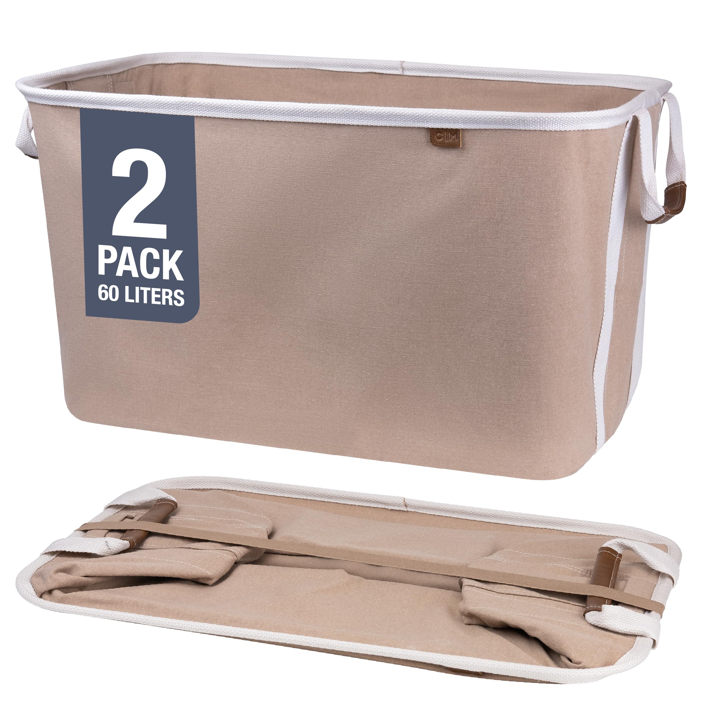 CleverMade Collapsible Fabric Laundry Basket - Premium Foldable Pop Up Storage Bin - Space Saving Hamper with Side Handles Large  Mocha  2 Pack