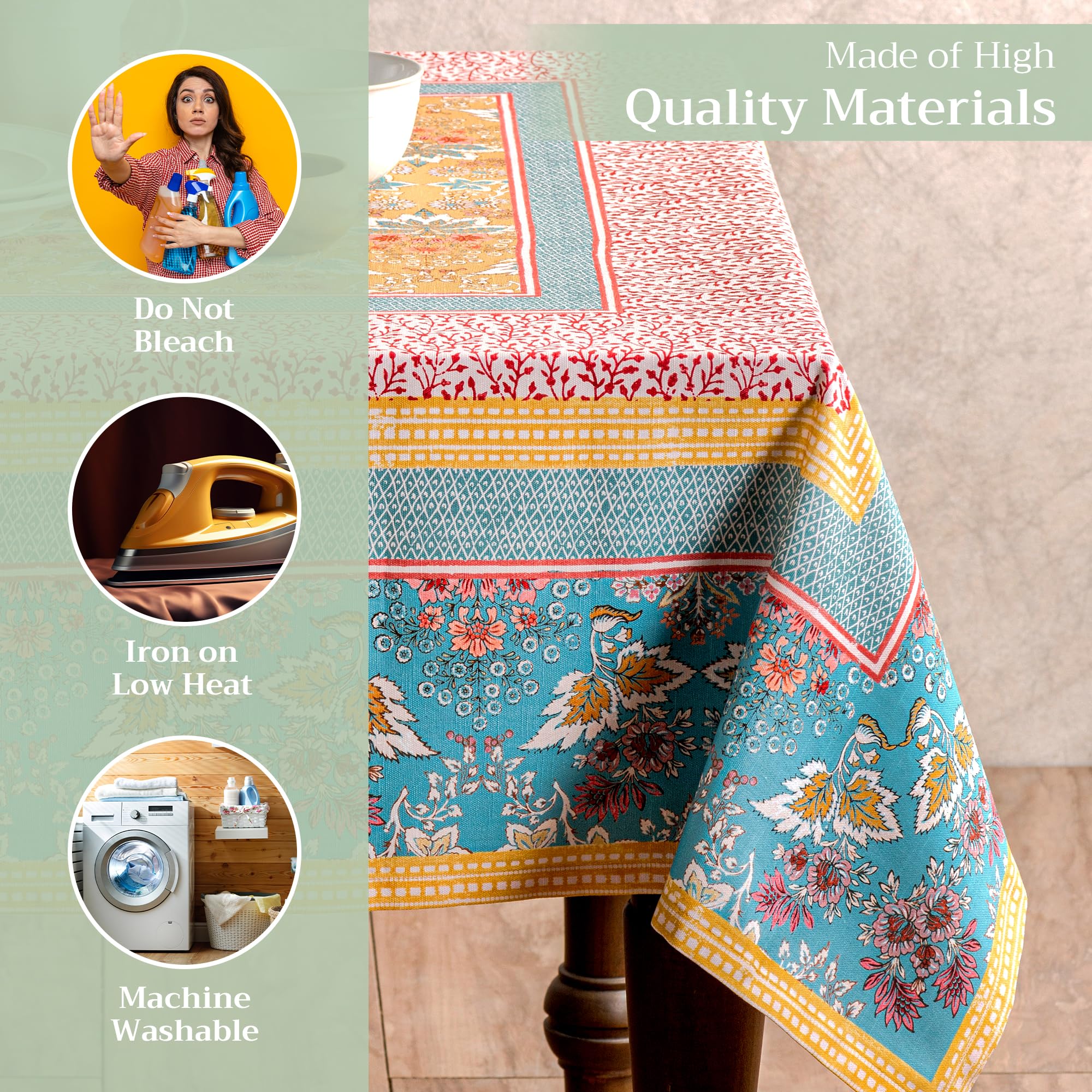 Maison d Hermine Table Cloth Square Table 100% Cotton 54 x 54 Inches Tablecloth Reusable Decorative Everyday Use for Dining Roo