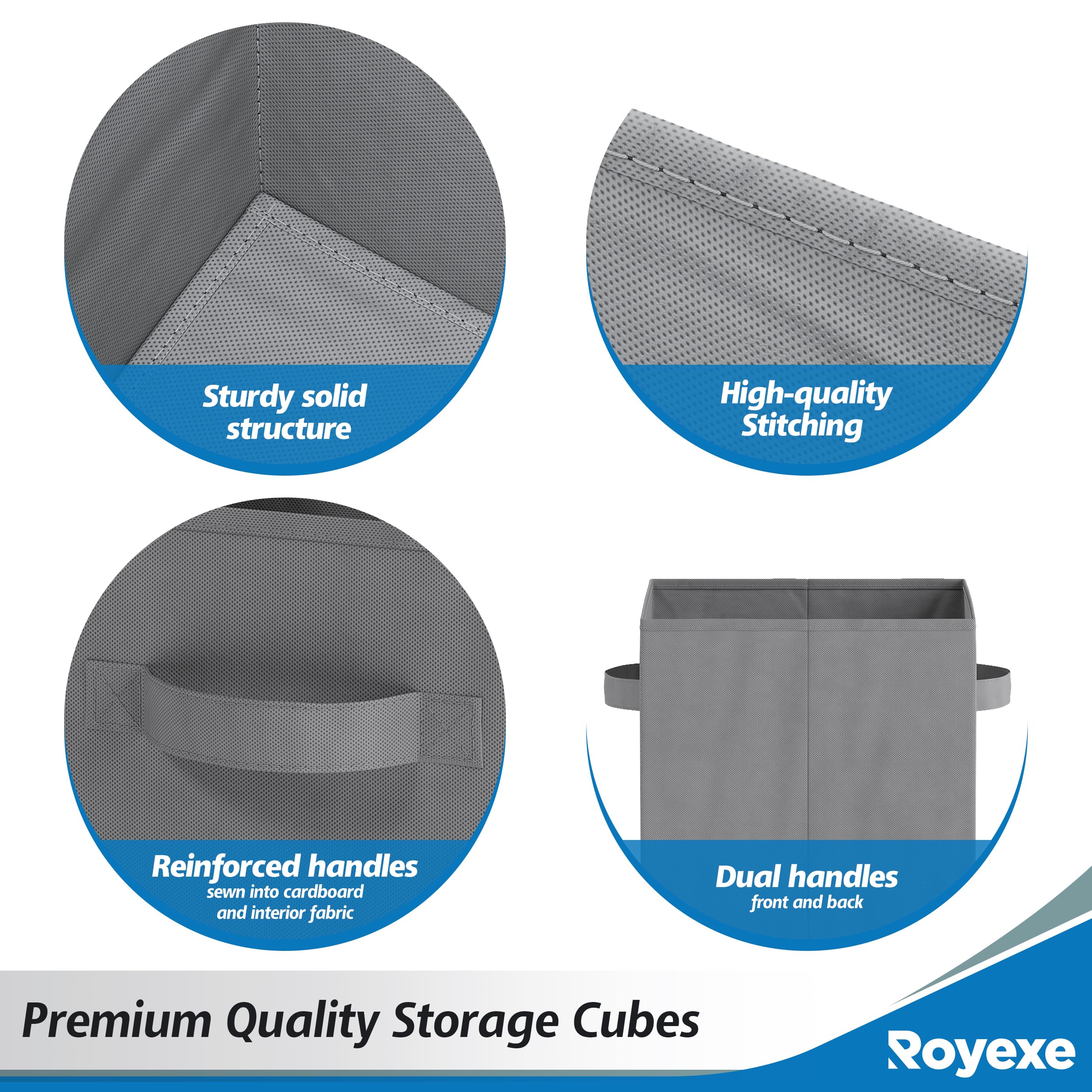 Fabric Storage Cubes For Cube Organizer - 8 Pack Heavy Duty Blue Storage Bins - 11 Inch Cube Storage Bin, Use As A Clothes Stora