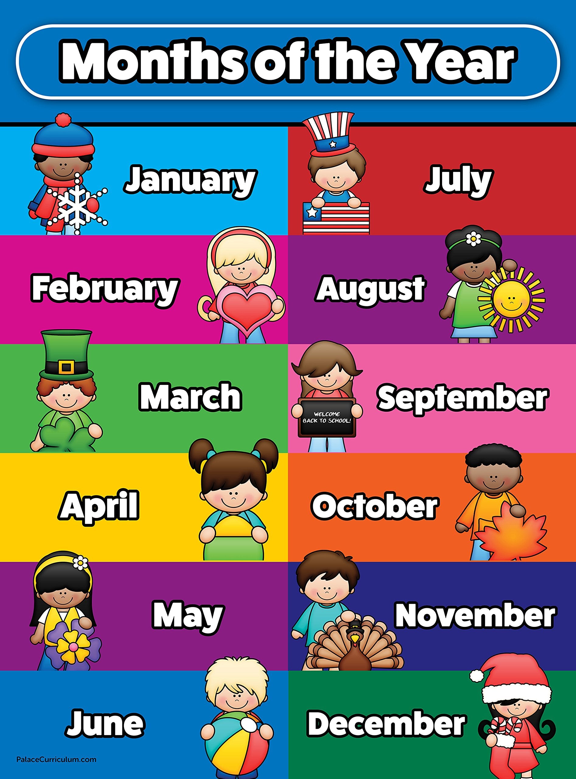 Palace Curriculum Days Of The Week & Months Of The Year Poster Chart Set - Laminated (18X24)
