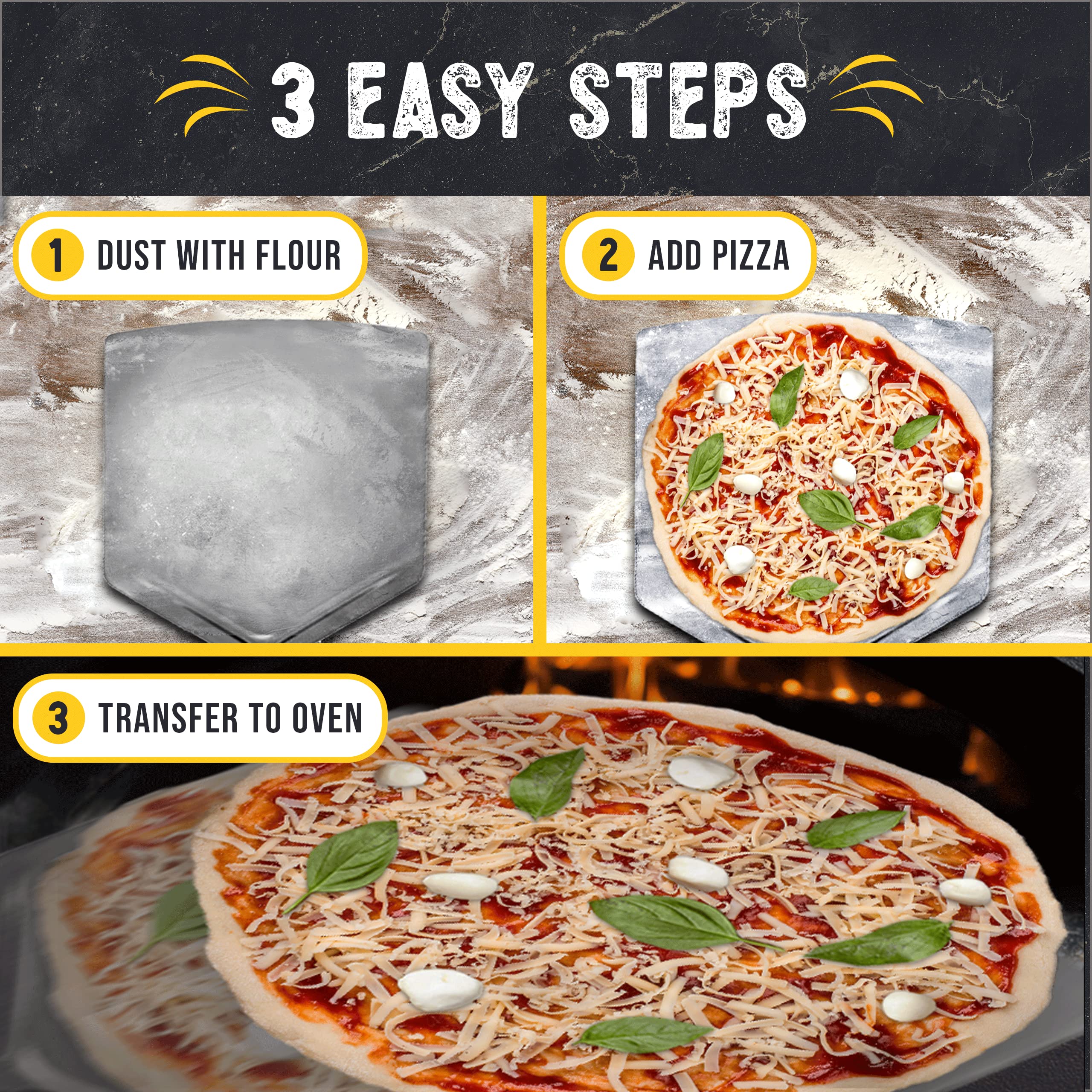 Checkered Chef Pizza Peel - Extra Large, Stainless Steel Metal Pizza Paddle With Folding Handle, Outdoor Pizza Oven Accessories