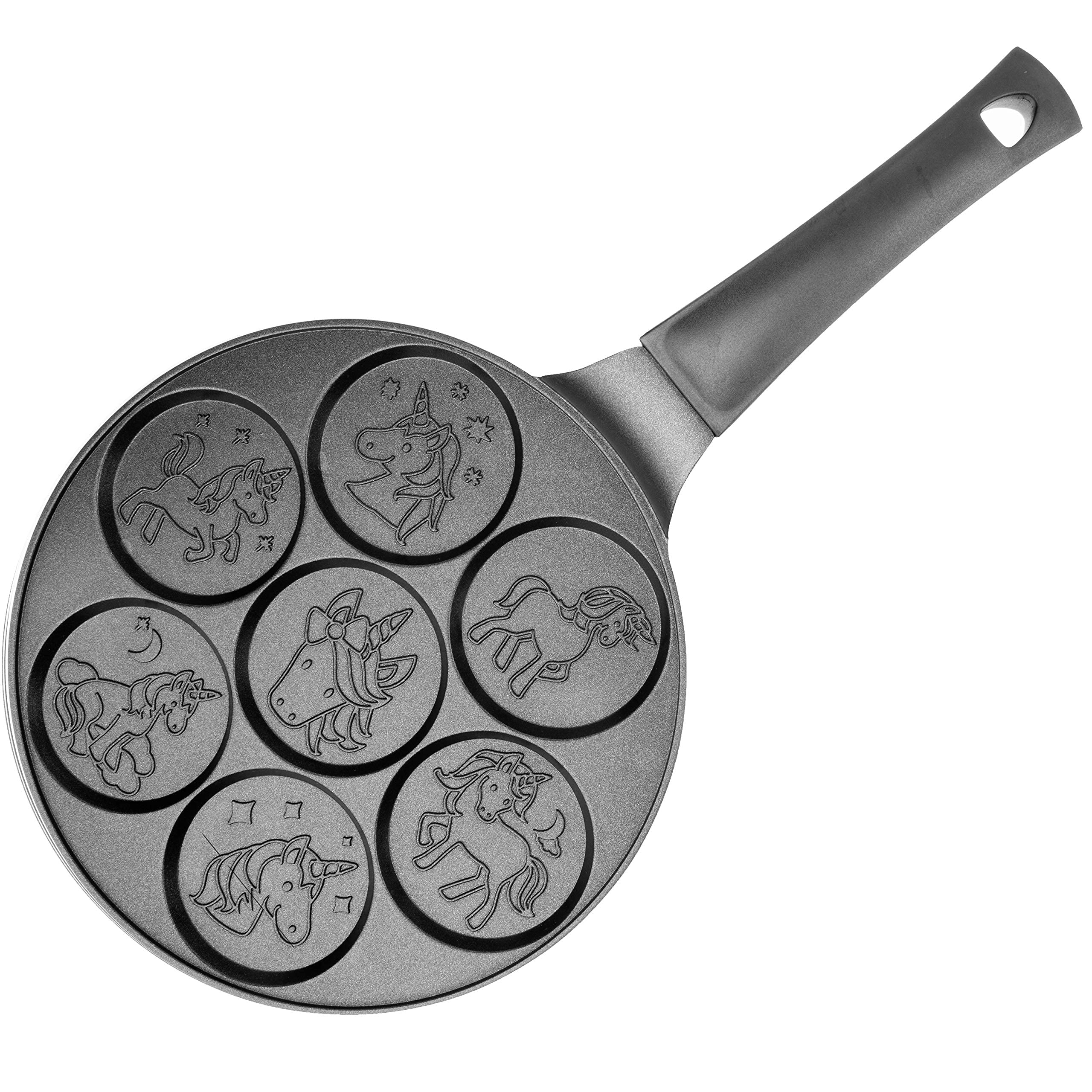 Unicorn Mini Pancake Pan - Make 7 Unique Flapjack Unicorns, Nonstick Pan Cake Maker Griddle For Breakfast Fun & Easy Cleanup, Ma