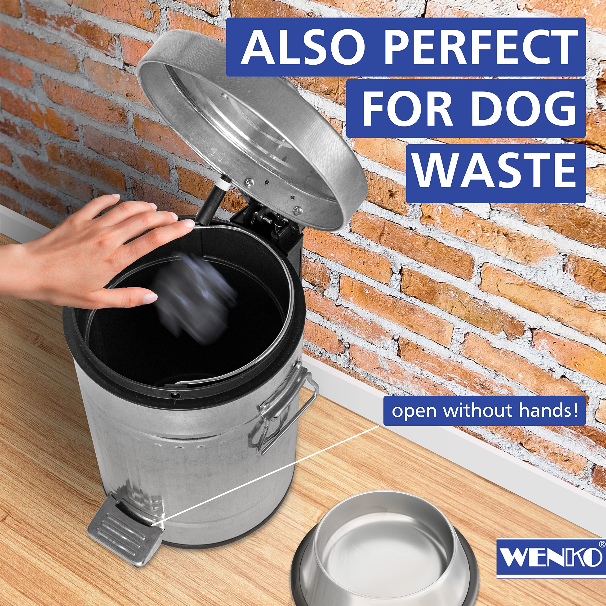 Wenko Step Trash Can With Lid And Pedal, Retro Metal Garbage Bin, For Bathroom, Kitchen, Office, Soft Close, 0.79 Gallon, 6.7 X