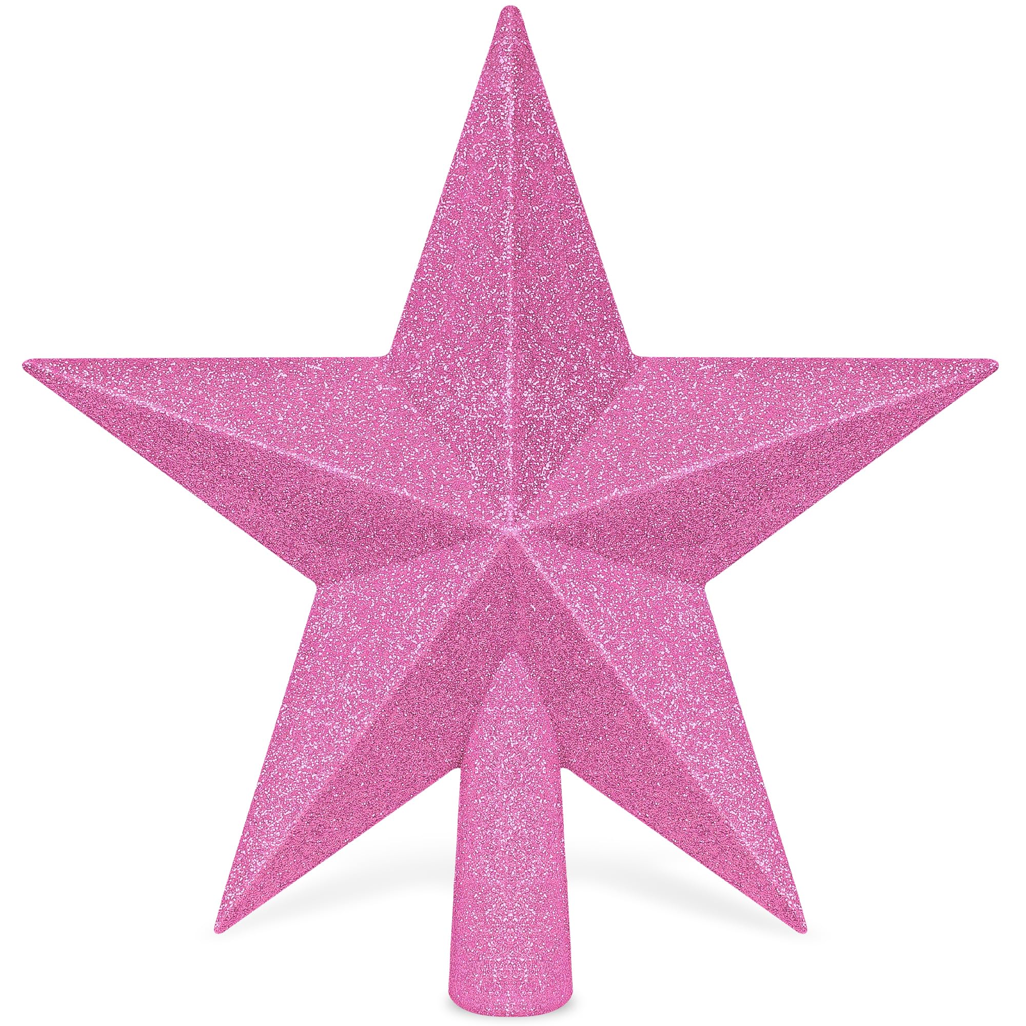 Christmas Tree Decoration, 8 Pink Christmas Tree Topper Star Accessories, Xmas Glitter 3D Bethlehem Tree Ornament, Waterproof Ho