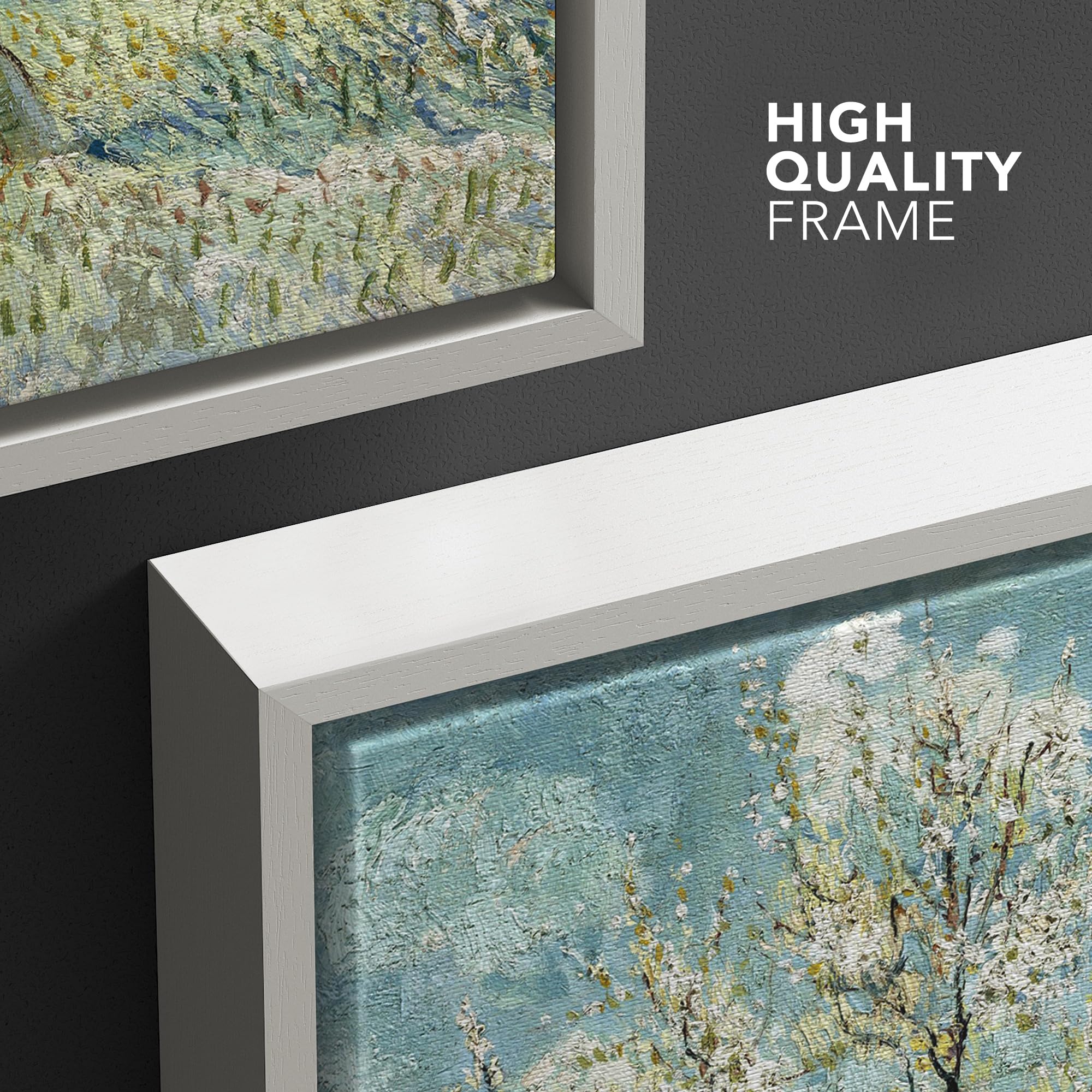 Wall26 The Pink Peach Tree By Vincent Van Gogh - Framed Canvas Print Wall Art Famous Oil Painting Reproduction - 16''X24'' White