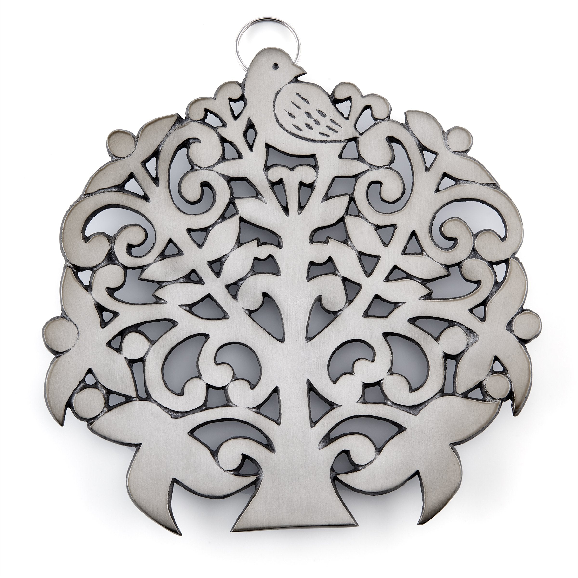 Old Dutch Bird Tree Trivet, 8X8X0.75, Satin Nickel
